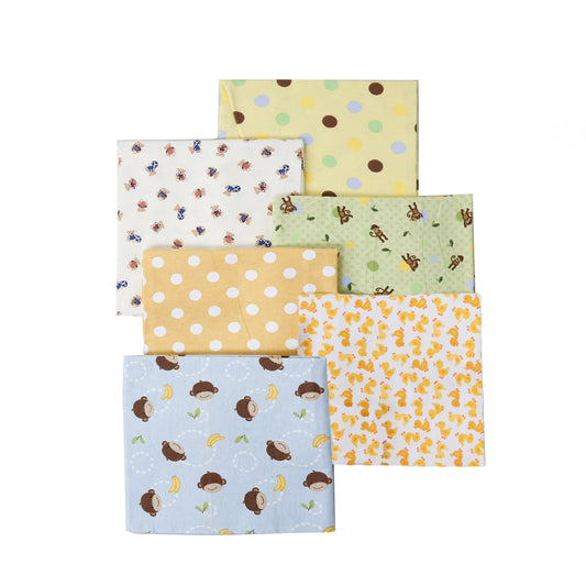 Receiving Blankets Unisex Baby Monkey Sports Polka Dot Cotton Flannel, 6-Pack, 30'' x 38'' (Yellow008)