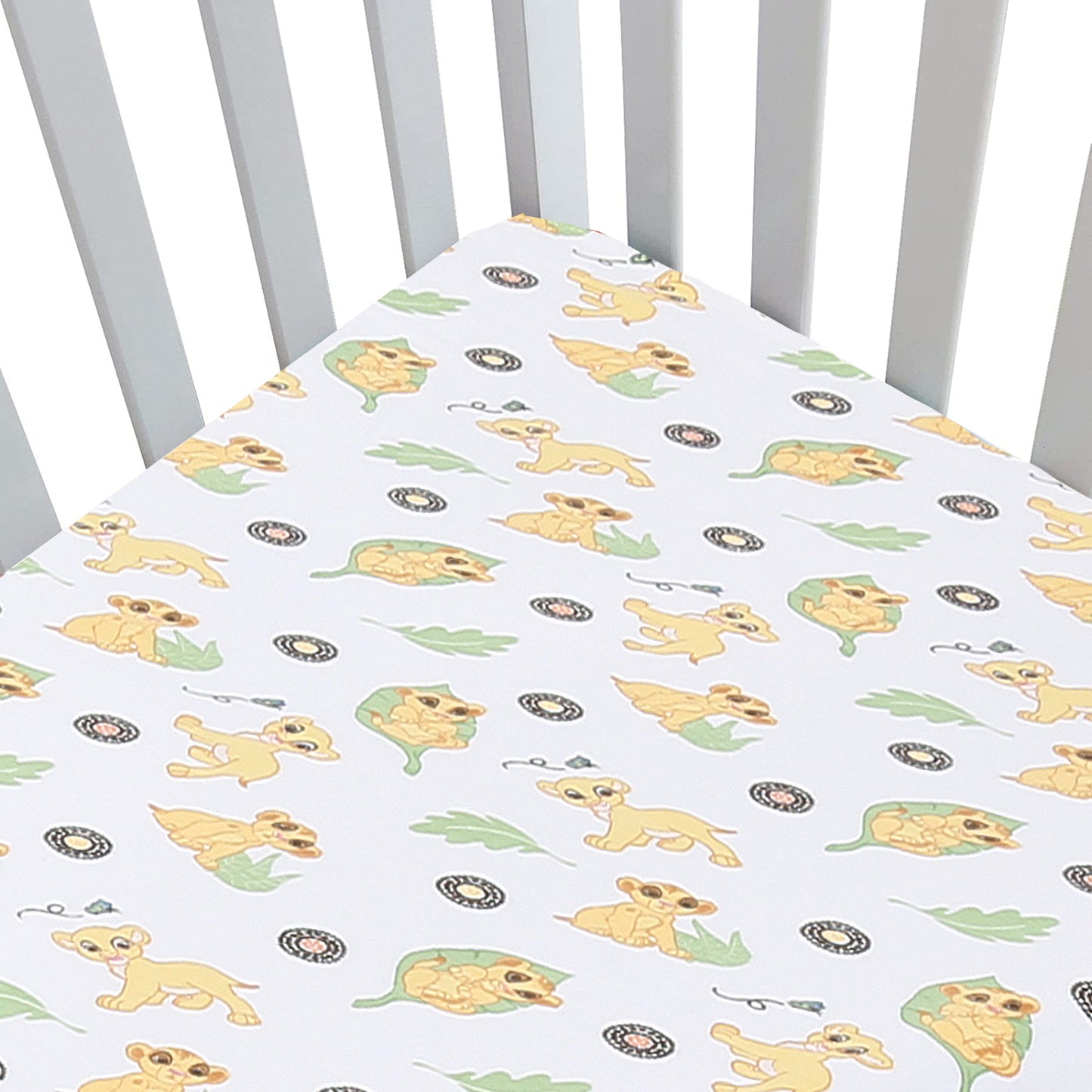 3 Piece Crib/Toddler Cotton Fitted Sheets Colorful Brown Yellow Tan Wild Animal Print Lion King Simba & Jungle Friends