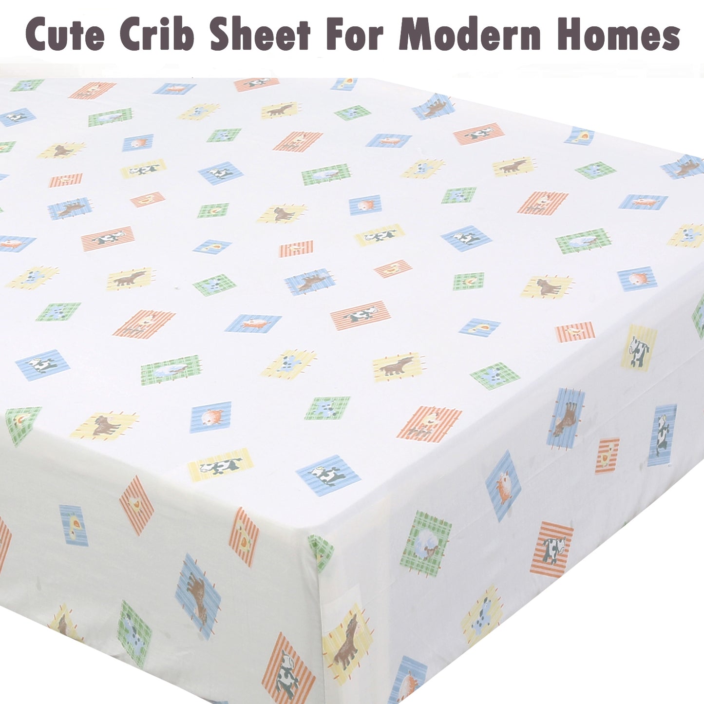 3 Piece Crib/Toddler Cotton Fitted Sheets ColorfulPooh Bear & Farm Animal Friends