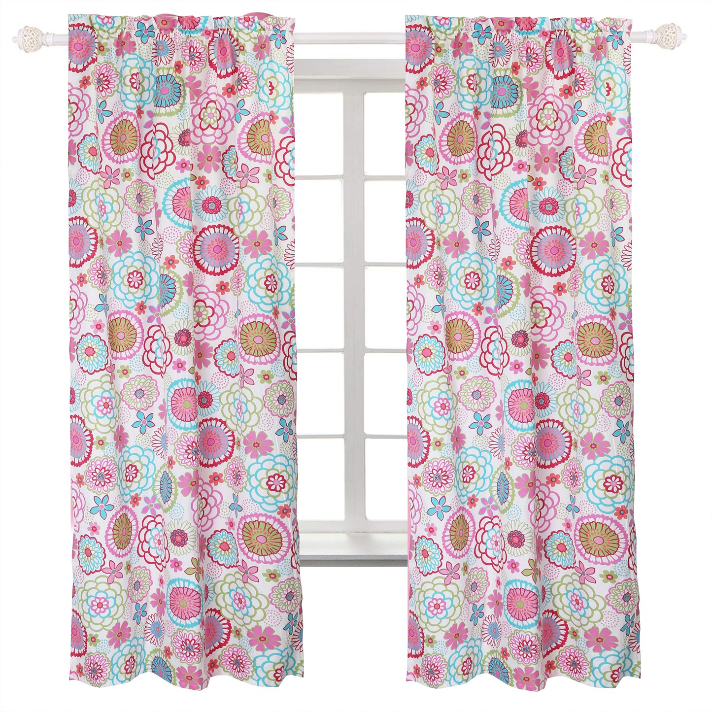 Mariah Floral Pink Polka Dot Reversible Comforter Set w/ Decor Pillows