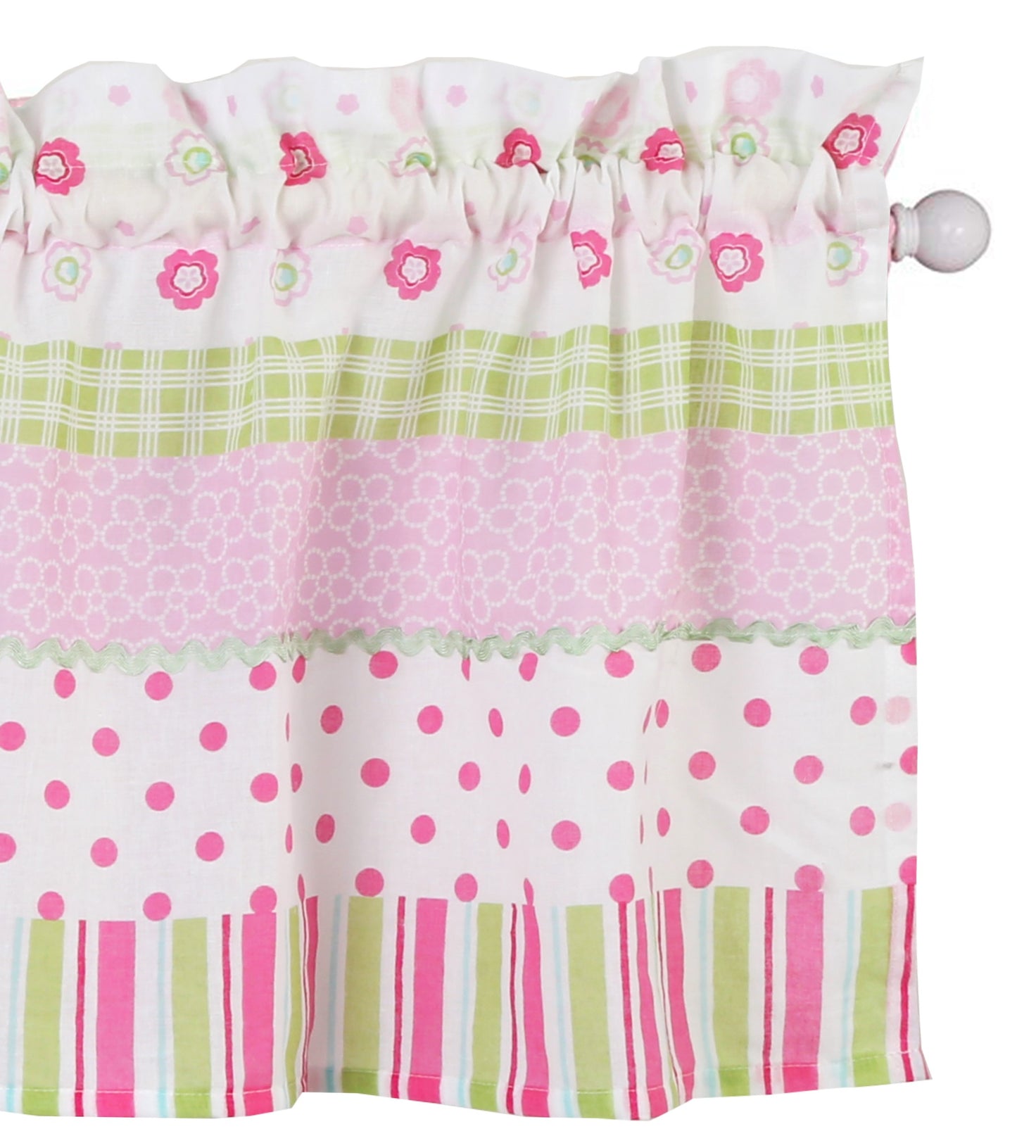 Greta Floral Striped Pink Polka Dot Window Valance