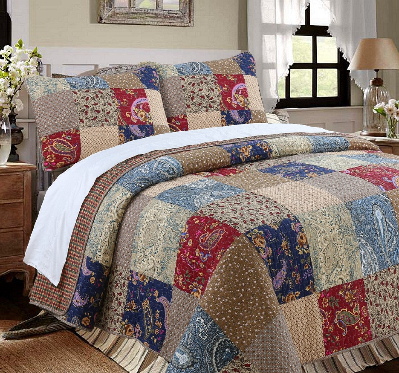 Hyler Sanders Floral Paisley Patchwork Window Curtain Panel/Drapes