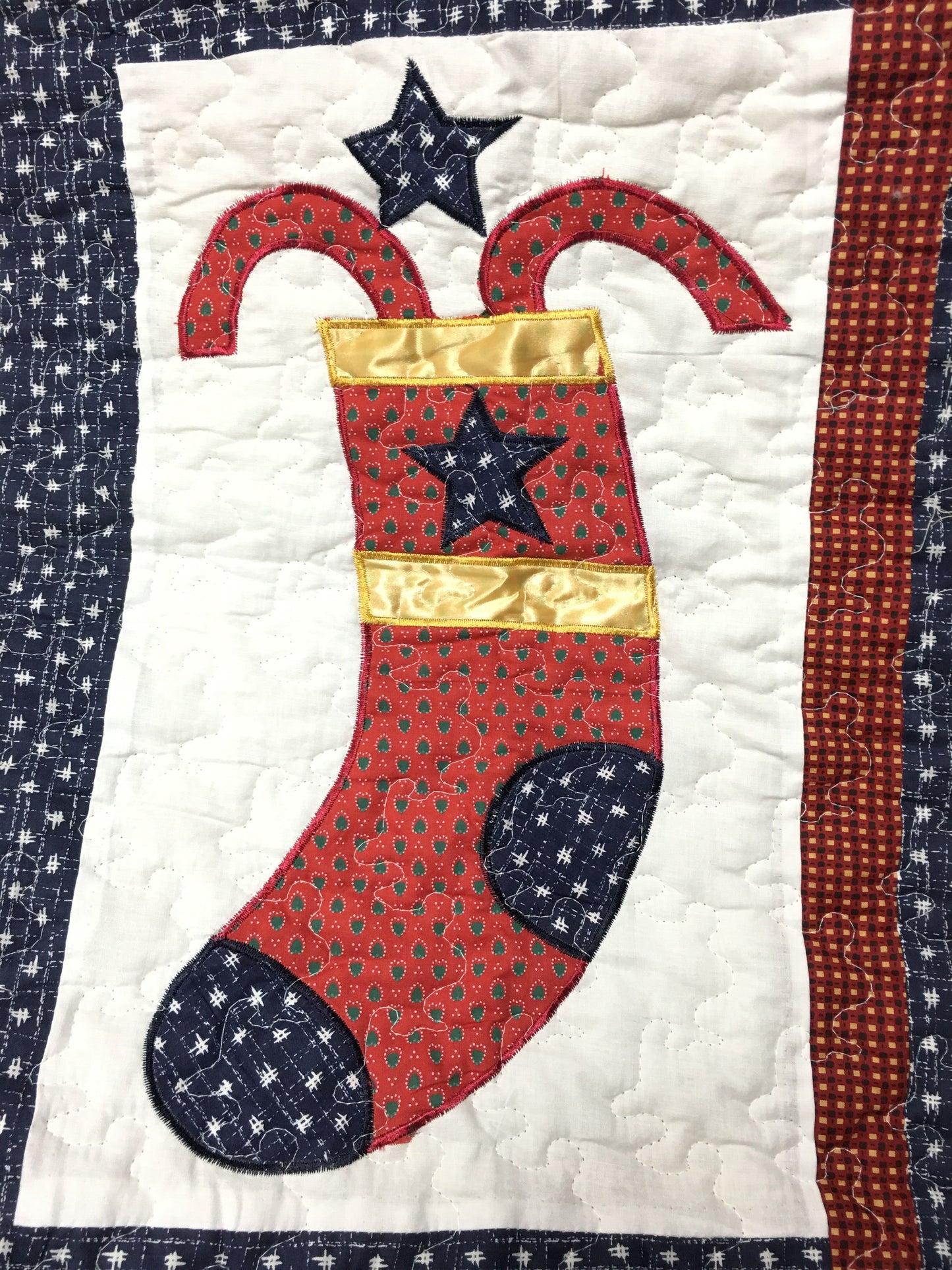 Happy Christmas Cotton Quilted Reversible Throw Blanket