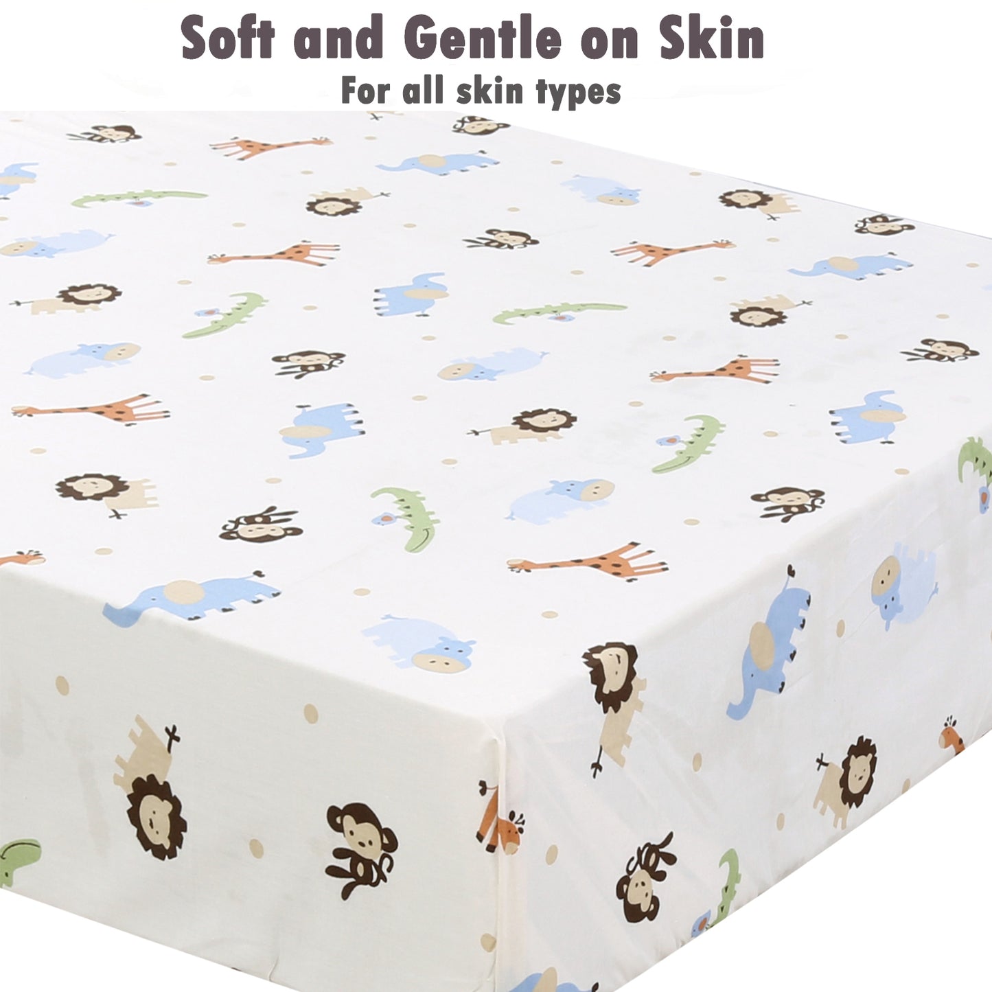 3 Piece Crib/Toddler Cotton Fitted Sheets Colorful Yellow Tan Wild Animal Giraffe Lion King Simba Nala & Safari Friends