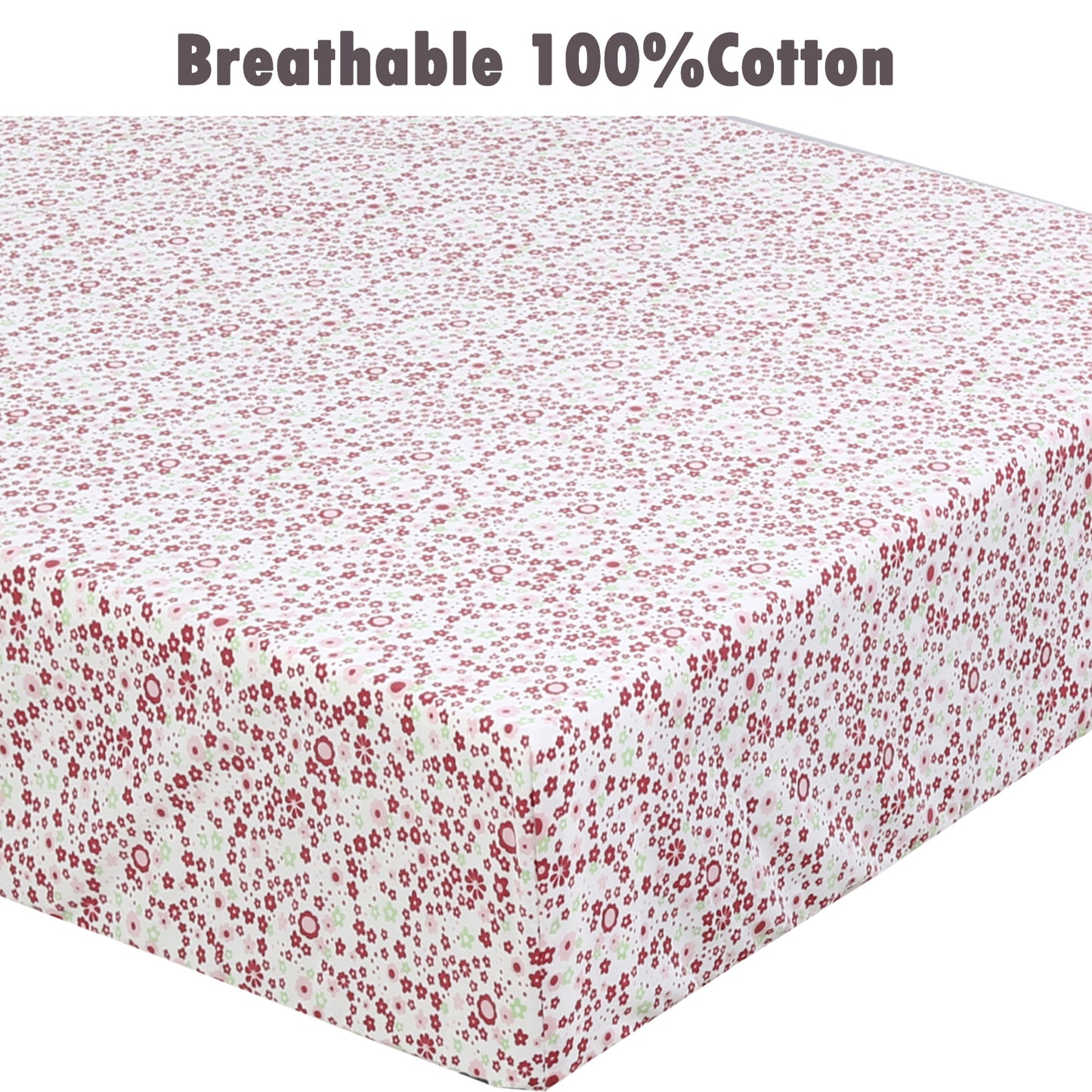 3 Piece Crib/Toddler Cotton Fitted Sheets Pink & Purple Ditsy Floral Red Lady Bug