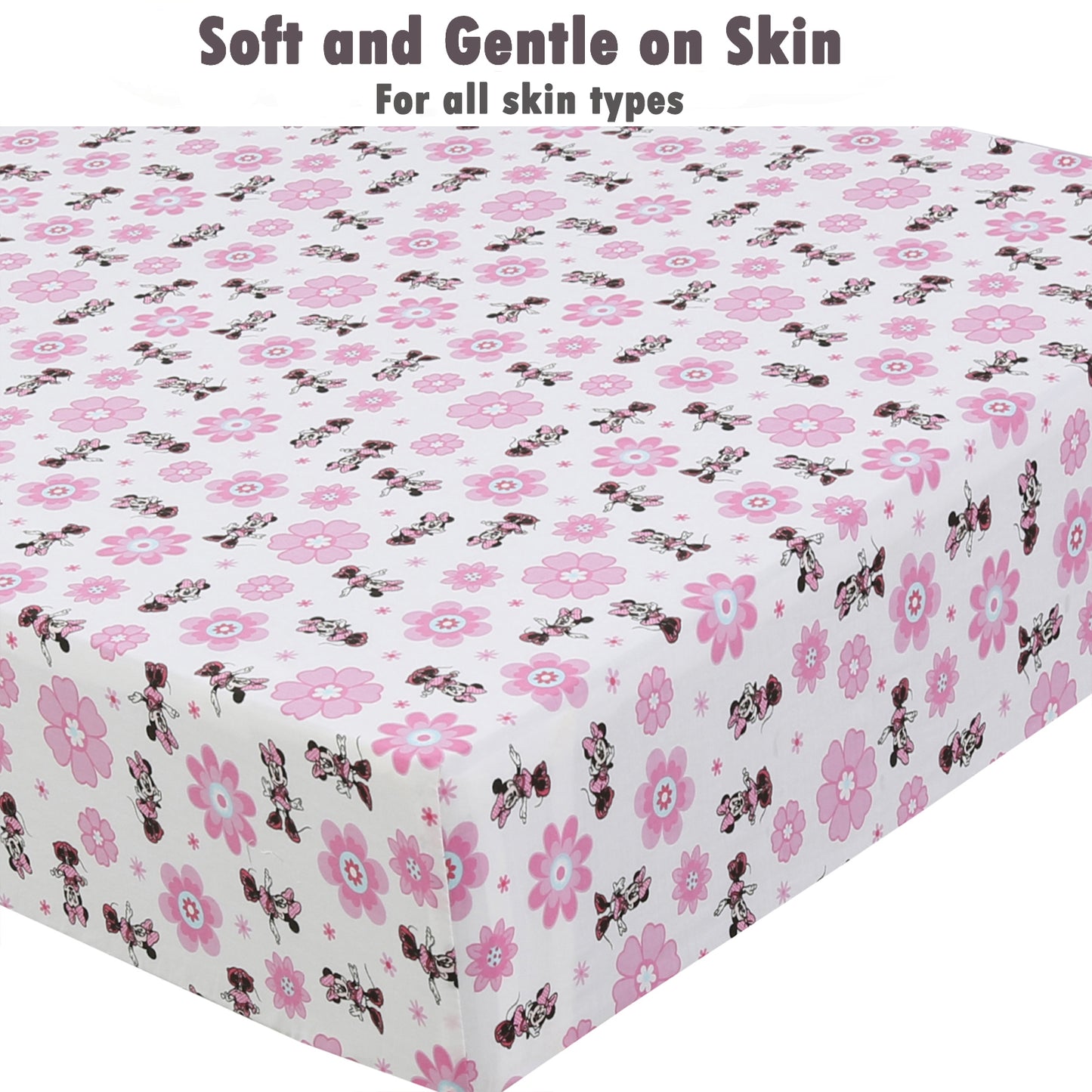 3 Piece Crib/Toddler Cotton Fitted Sheets Minnie's Pink Garden Butterfly Peony Floral Blossoms
