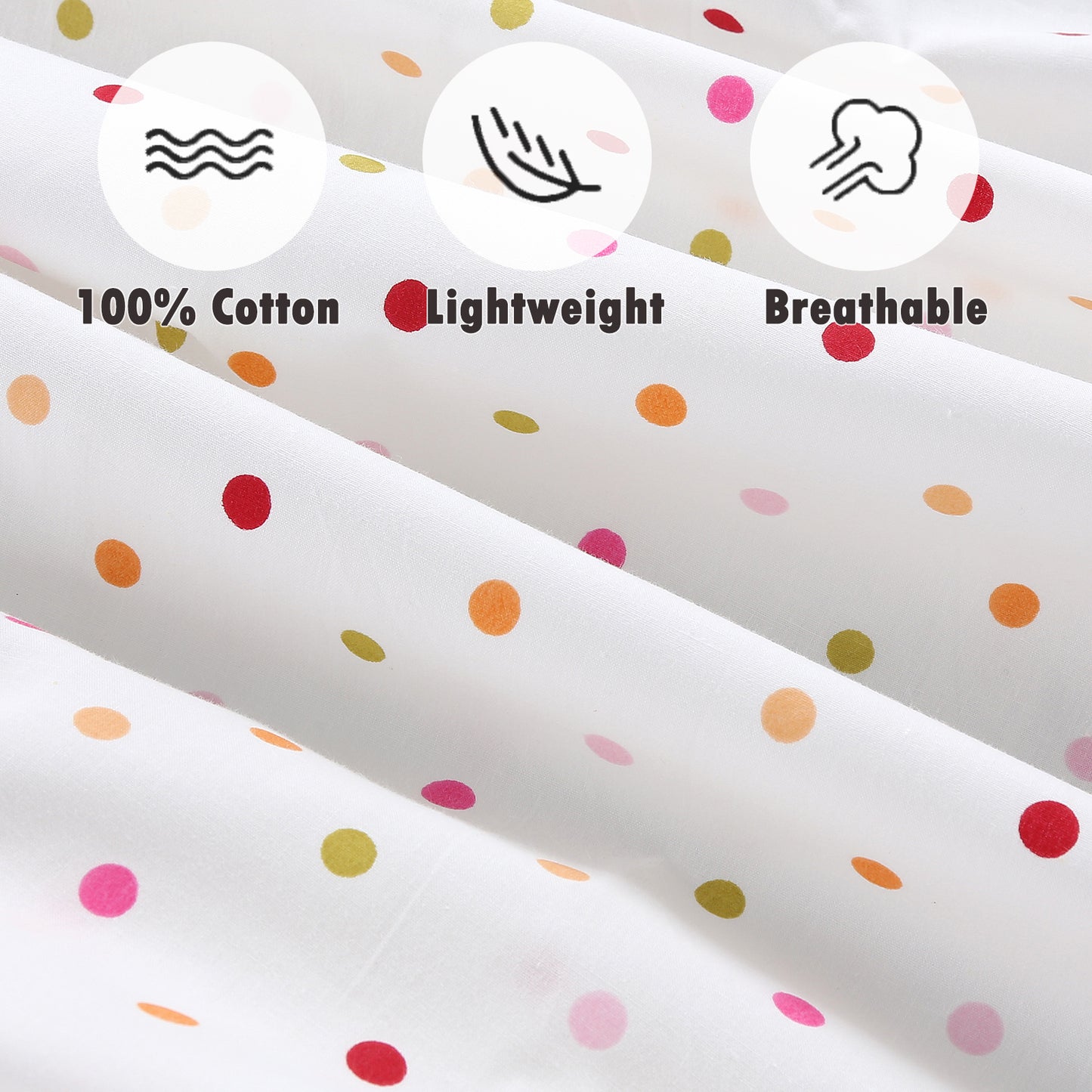 3 Piece Crib/Toddler Cotton Fitted Sheets Colorful Polka Dot Zoo Animal Friends
