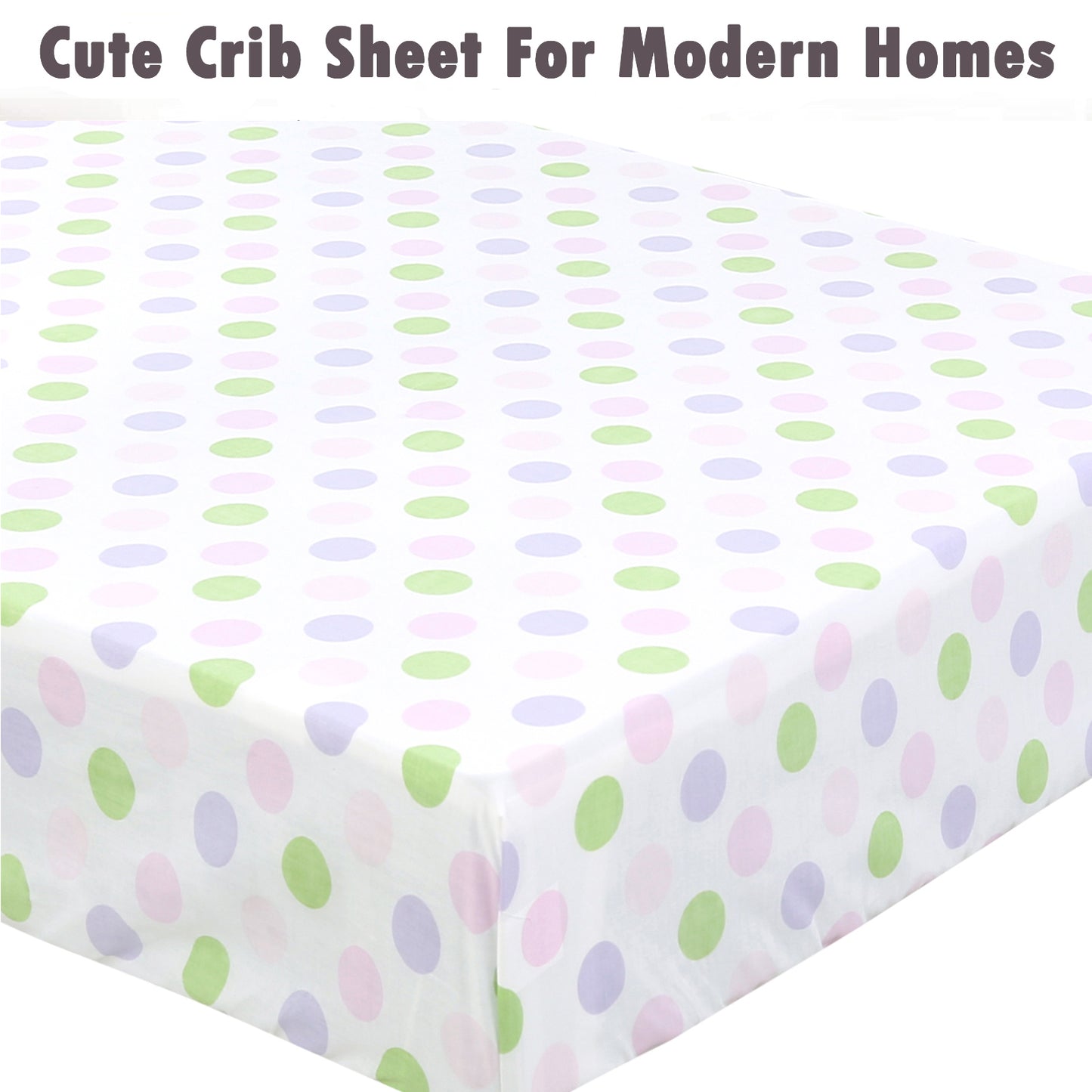 3 Piece Crib/Toddler Cotton Fitted Sheets Colorful Polka Dot Zoo Animal Friends