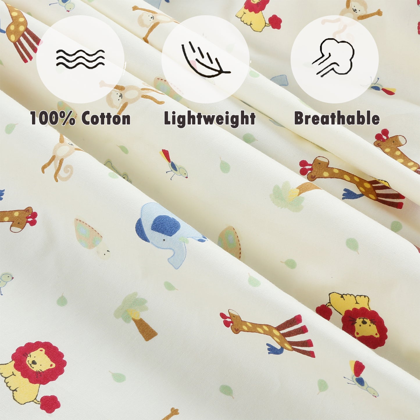 3 Piece Crib/Toddler Cotton Fitted Sheets Colorful Brown Yellow Tan Wild Animal Print Lion King Simba & Jungle Friends