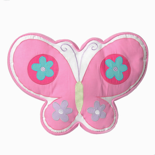 Butterfly Flower Pink Novelty Embroidered Decor Throw PIllow