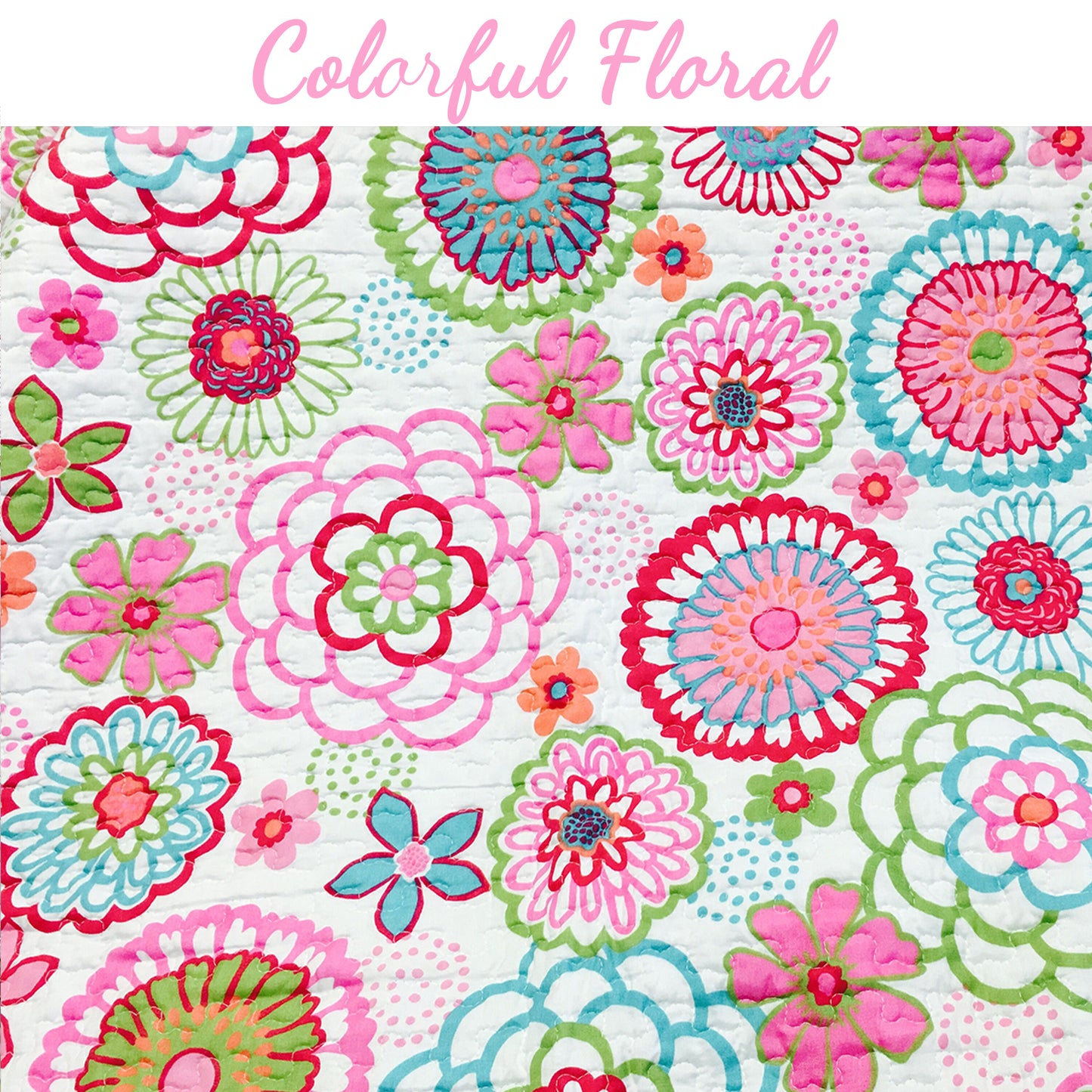 Mariah Pink Floral Dot Reversible Quilt Bedding Set