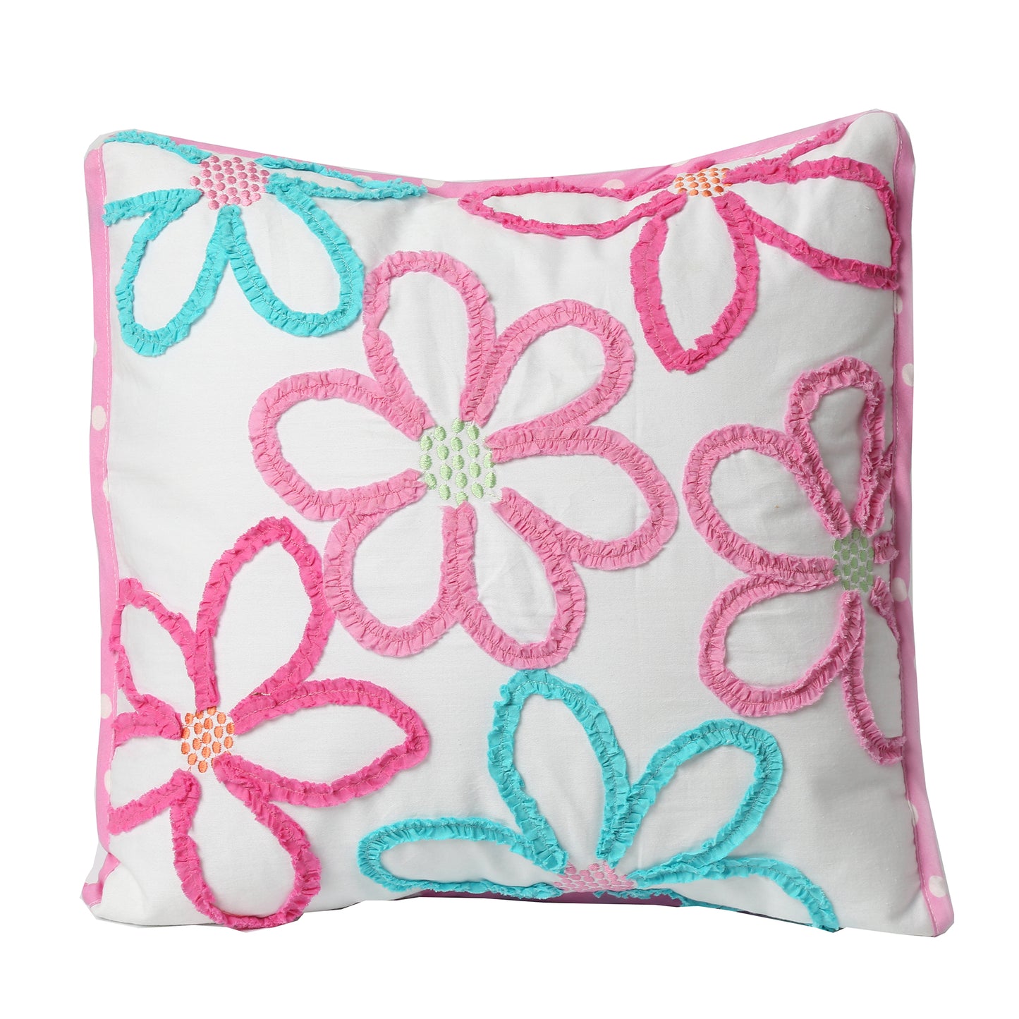 Mariah Floral Pink Polka Dot Reversible Comforter Set w/ Decor Pillows