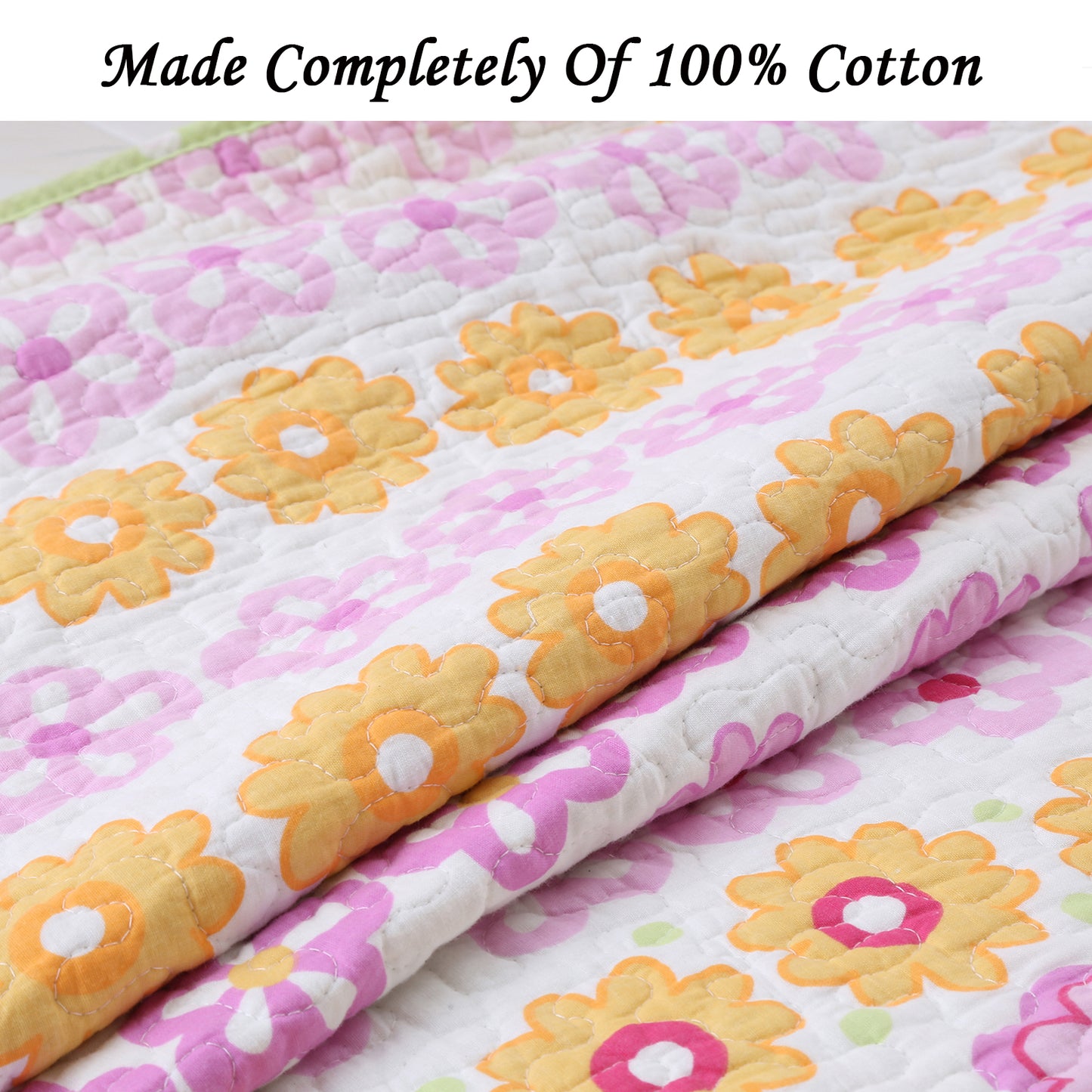 Summer Flower Cotton Reversible Quilt Bedding Set