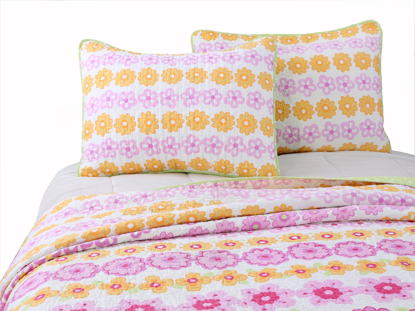 Summer Flower Cotton Reversible Quilt Bedding Set