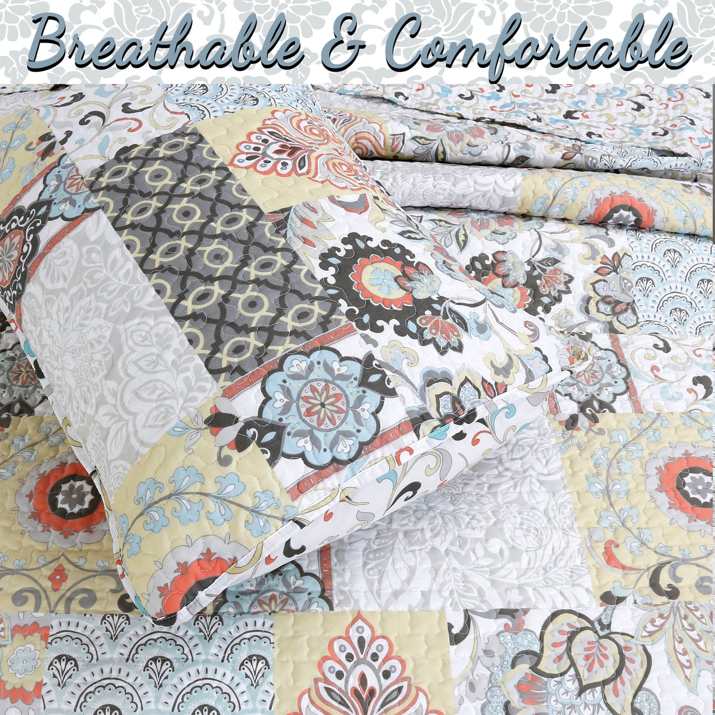 Moorea Print Patchwork 3-Piece Reversible Quilt Bedding Set