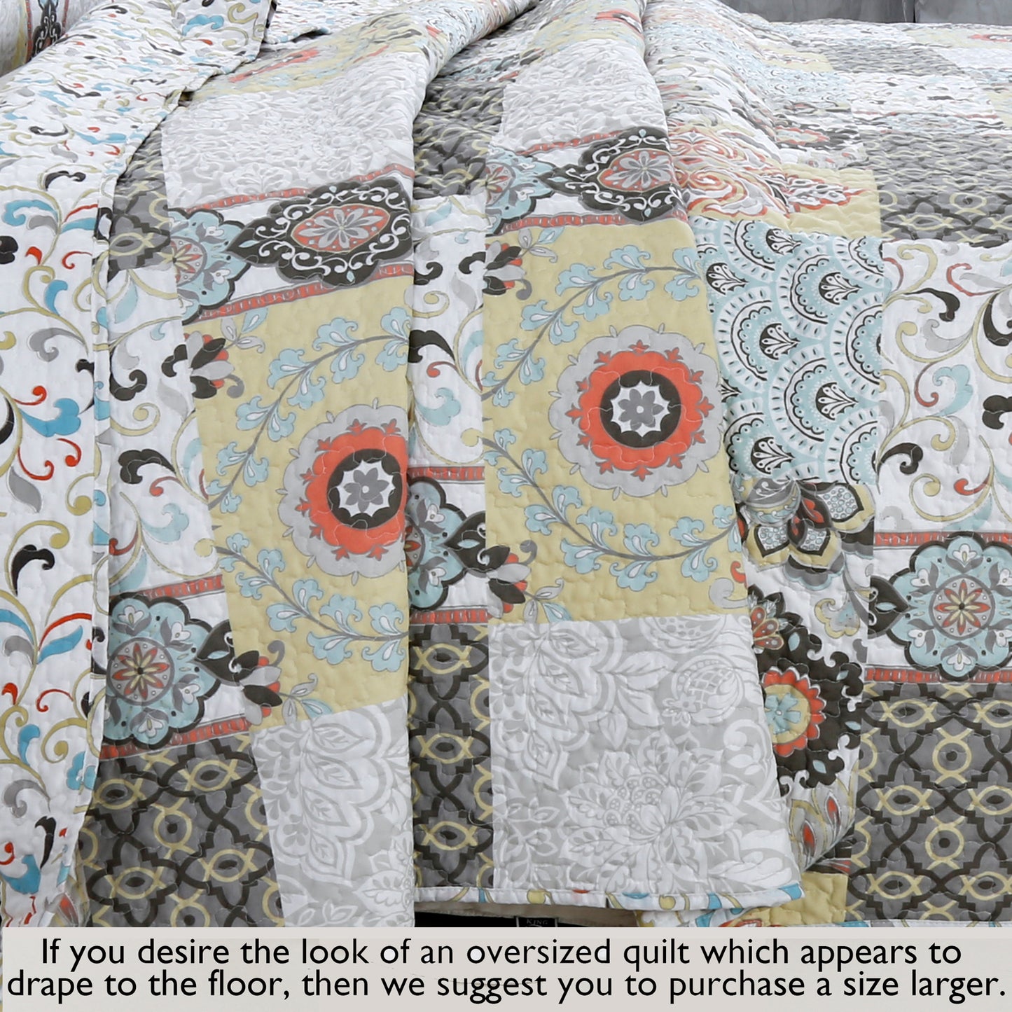 Moorea Print Patchwork 3-Piece Reversible Quilt Bedding Set