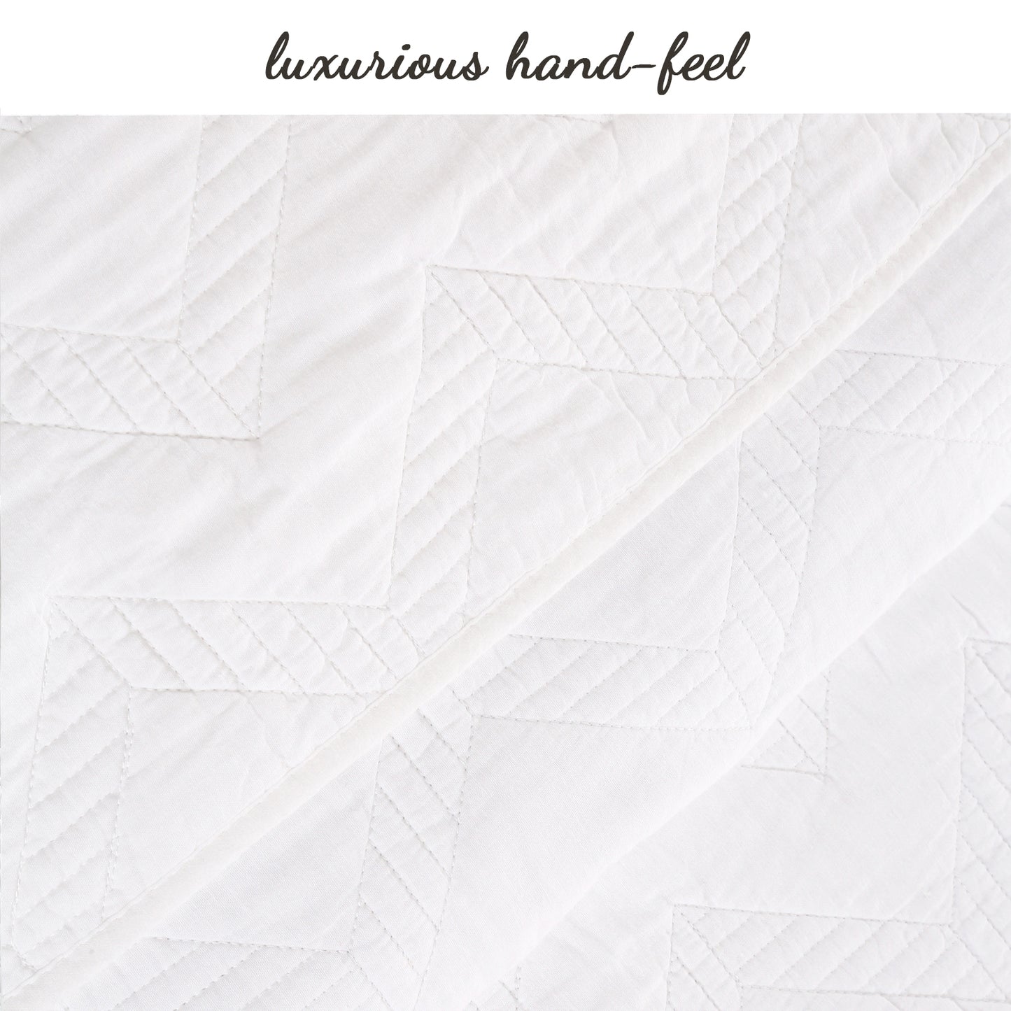 Chevron Zig Zag White Solid Cotton Reversible Quilt Bedding Set