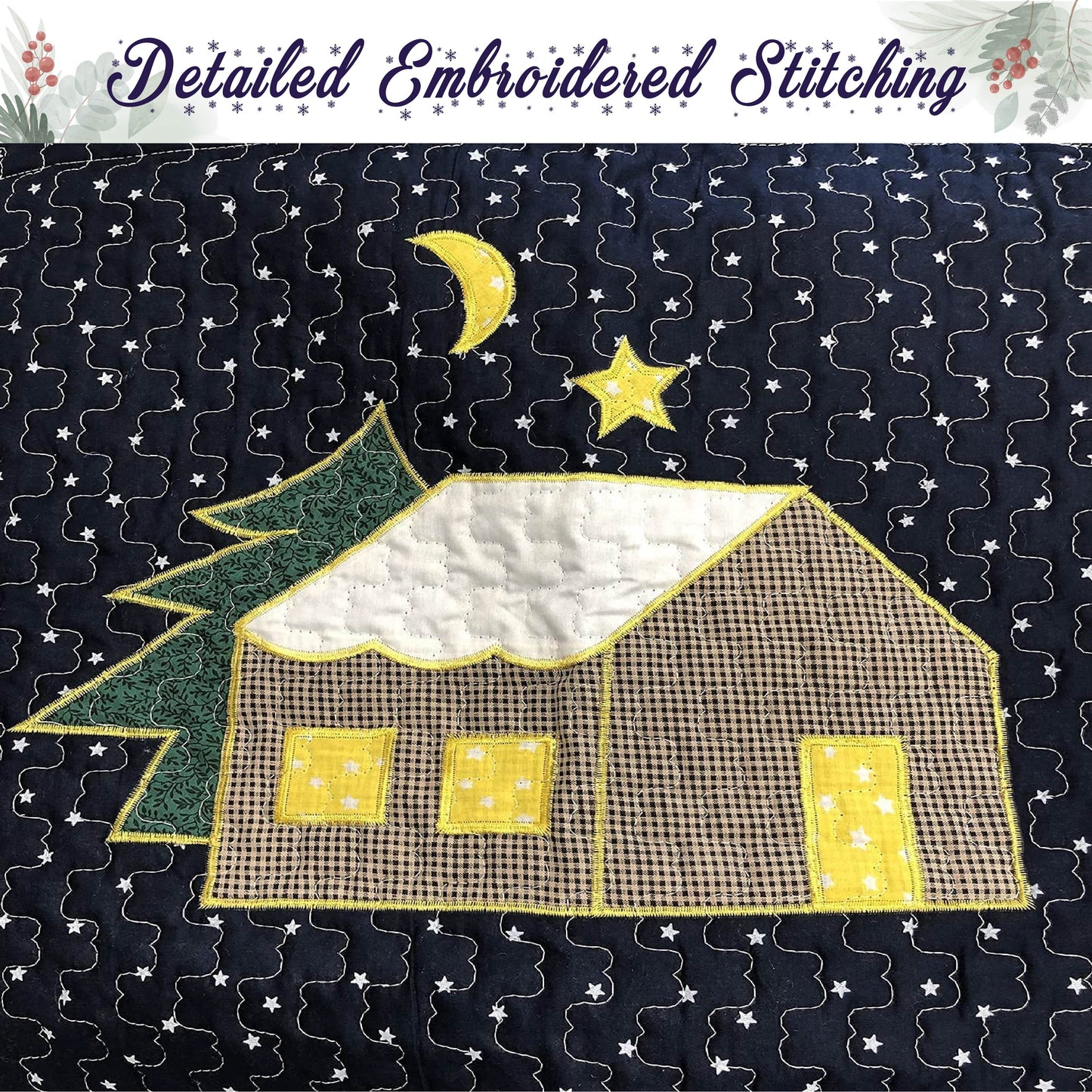 Christmas Cabin Night Reversible Quilt Bedding Set