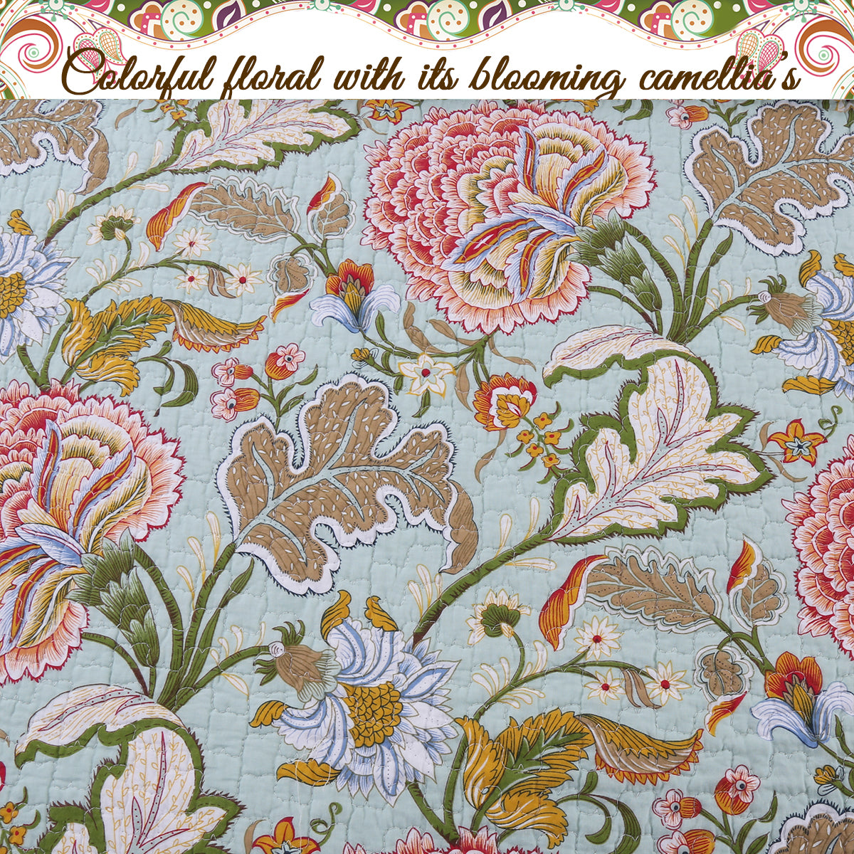 Riemer Tropical Floral Cotton 3-Piece Reversible Quilt Bedding Set
