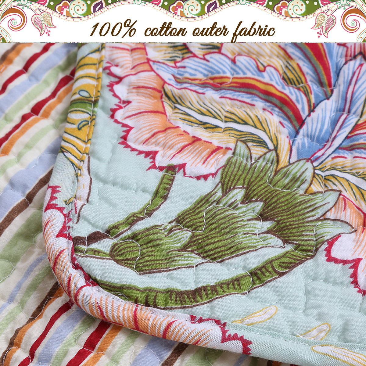 Riemer Tropical Floral Cotton 3-Piece Reversible Quilt Bedding Set