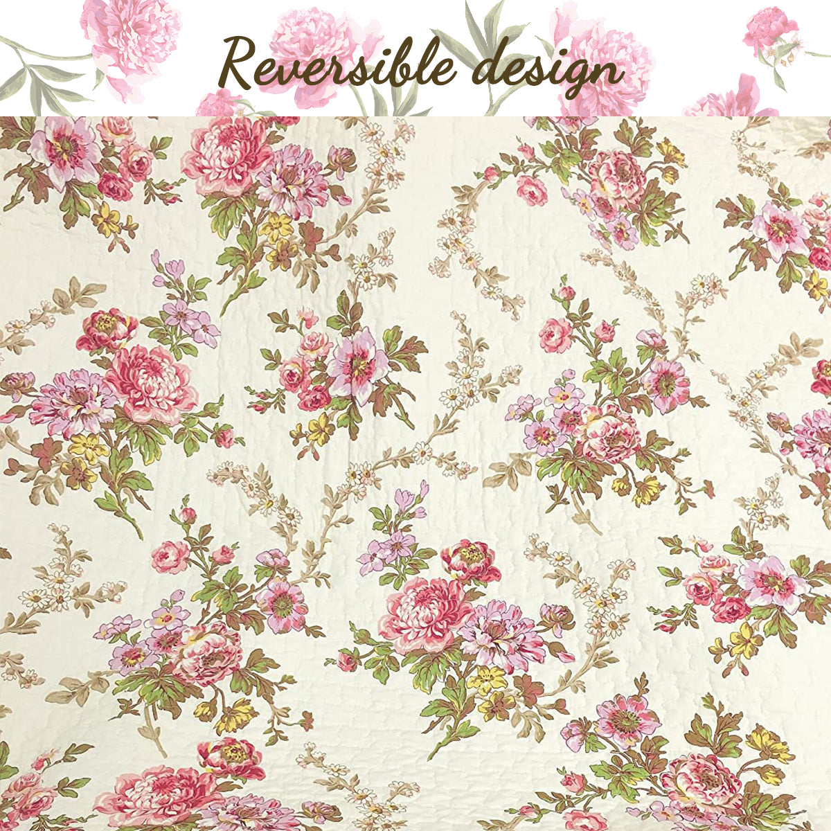 Pinegar Floral Scalloped Cotton 3-Piece Reversible Quilt Bedding Set