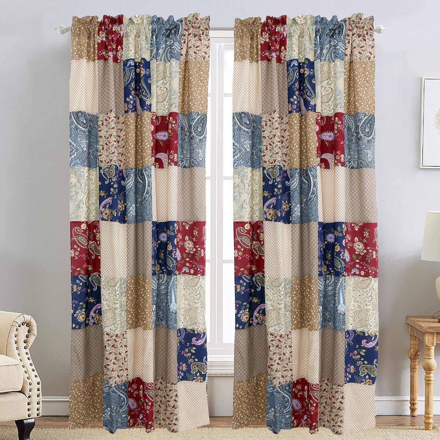 Hyler Sanders Floral Paisley Real Patchwork 3-Piece Cotton Reversible Quilt Bedding Set