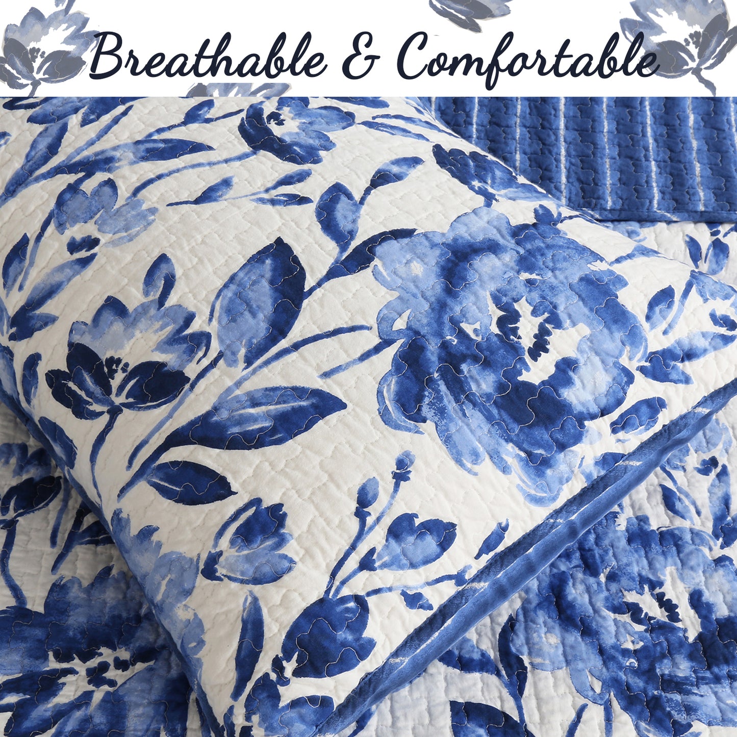 Sanatoga Floral Reversible Cotton 3-Piece Reversible Quilt Bedding Set