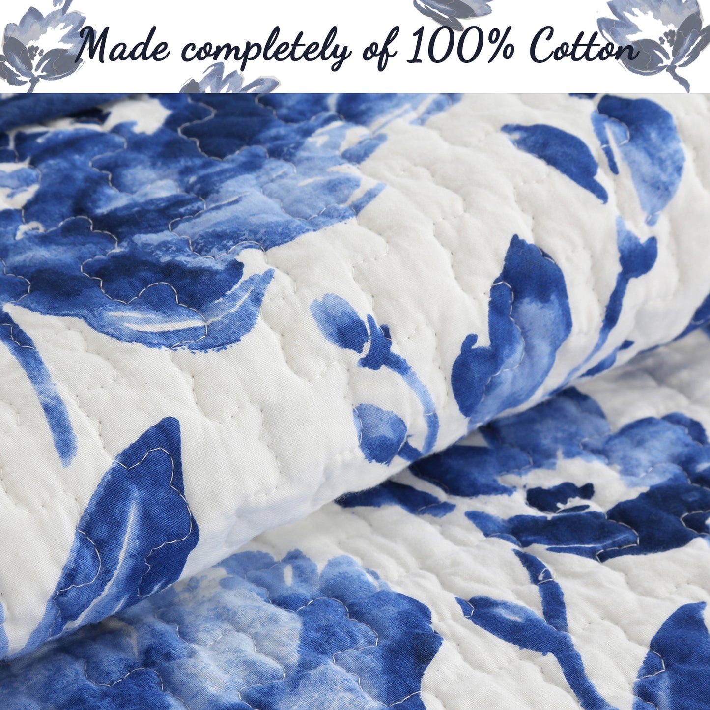 Sanatoga Floral Reversible Cotton 3-Piece Reversible Quilt Bedding Set