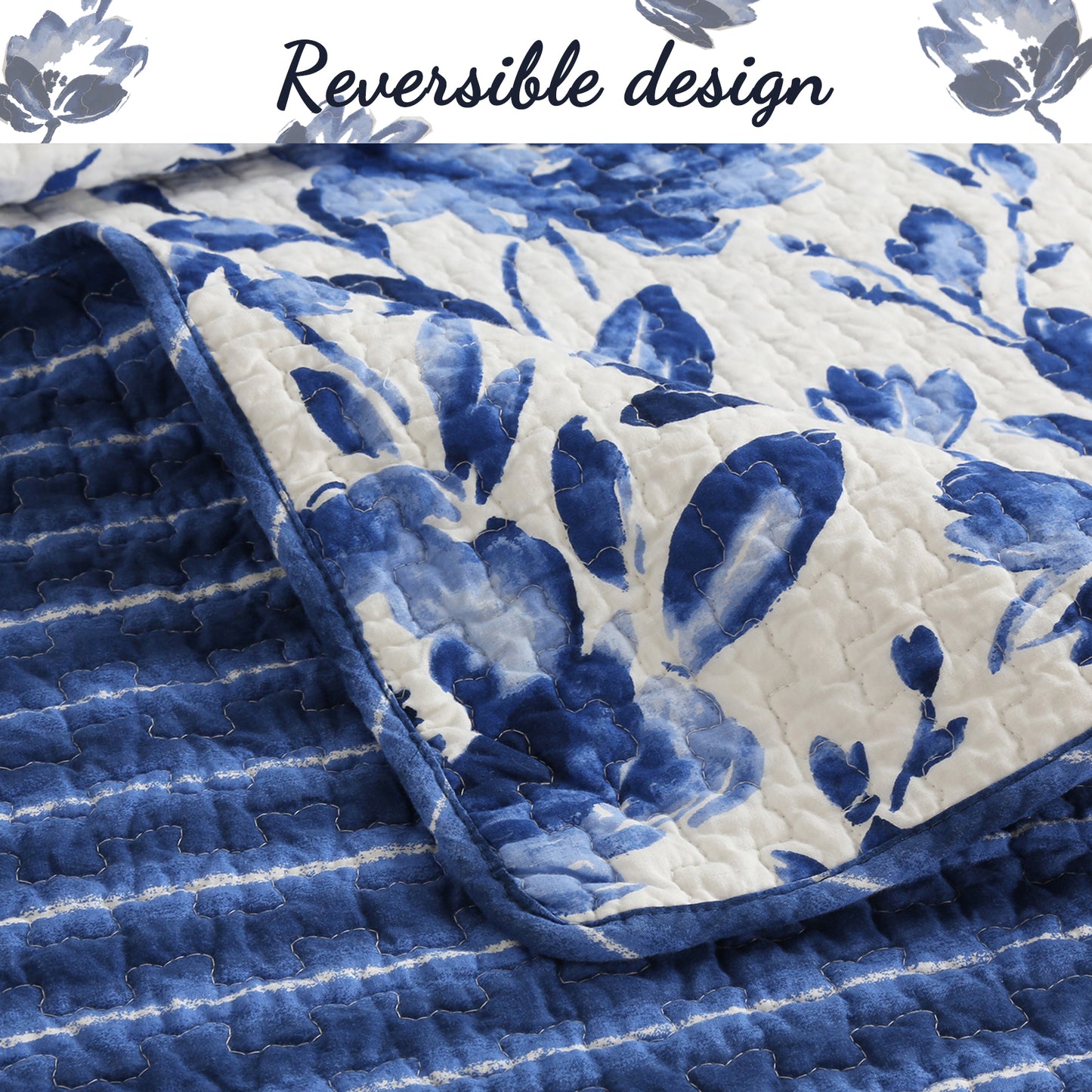 Sanatoga Floral Reversible Cotton 3-Piece Reversible Quilt Bedding Set