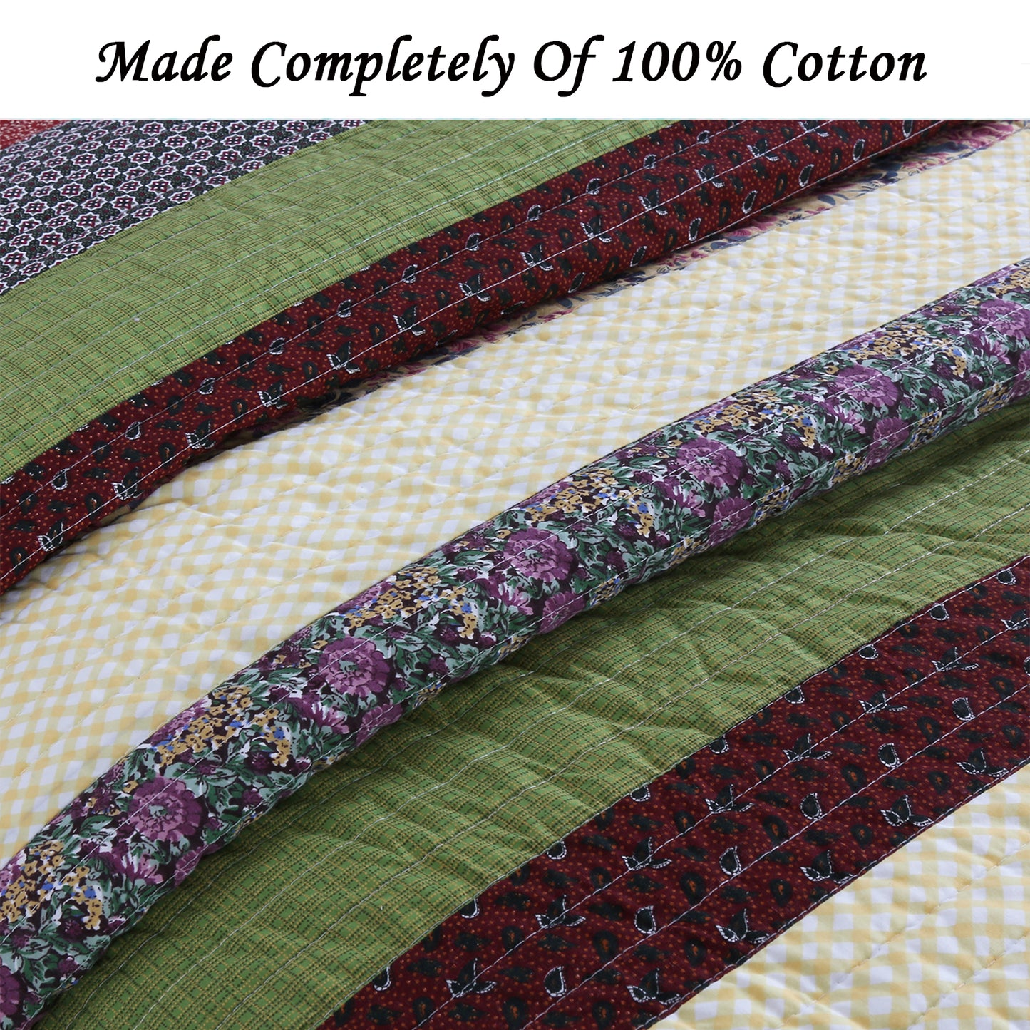 Sandpiper Cove Stripped Cotton 3-Piece Reversible Quilt Bedding Set