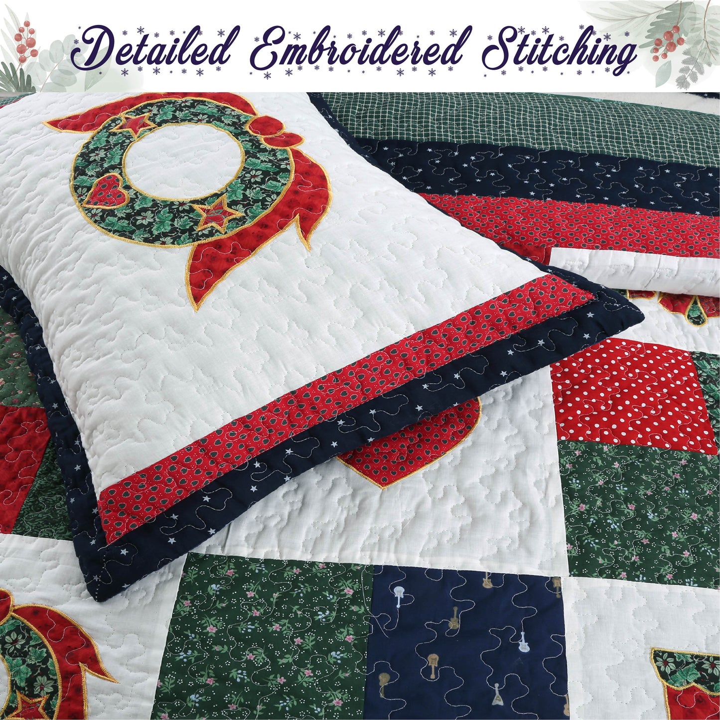 Merry Christmas Reversible Quilt Bedding Set