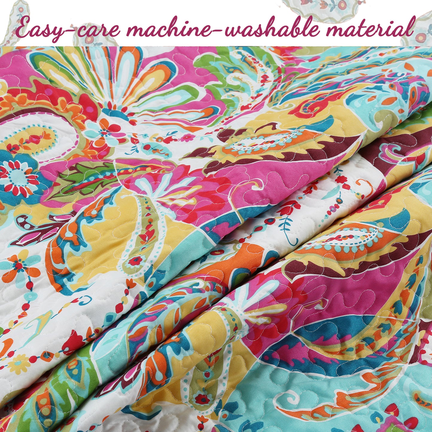 Flourish Multicolor 3-Piece Reversible Quilt Bedding Set