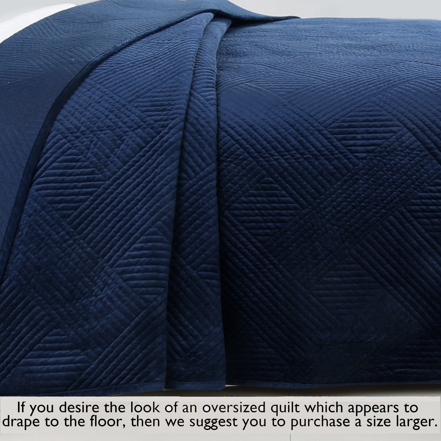 Soft Velvet Basket Weave Stripe Solid Blue or Grey 3-Piece Reversible Quilt Bedding Set
