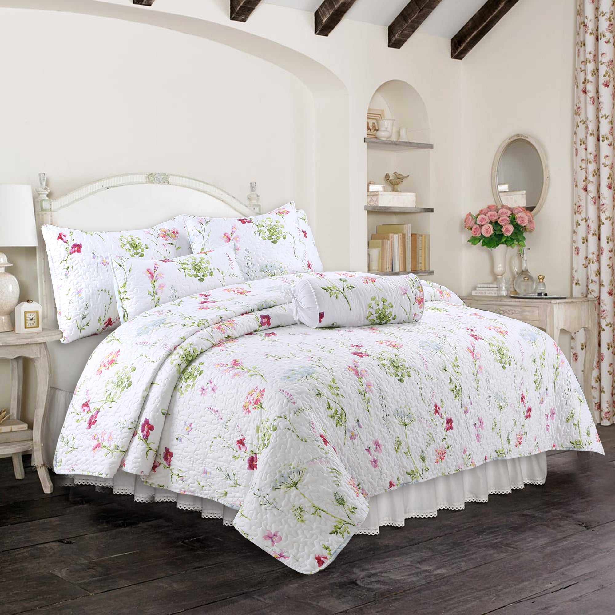 Linnea Blue Floral Quilt Set - King Quilt And Two King Shams Blue