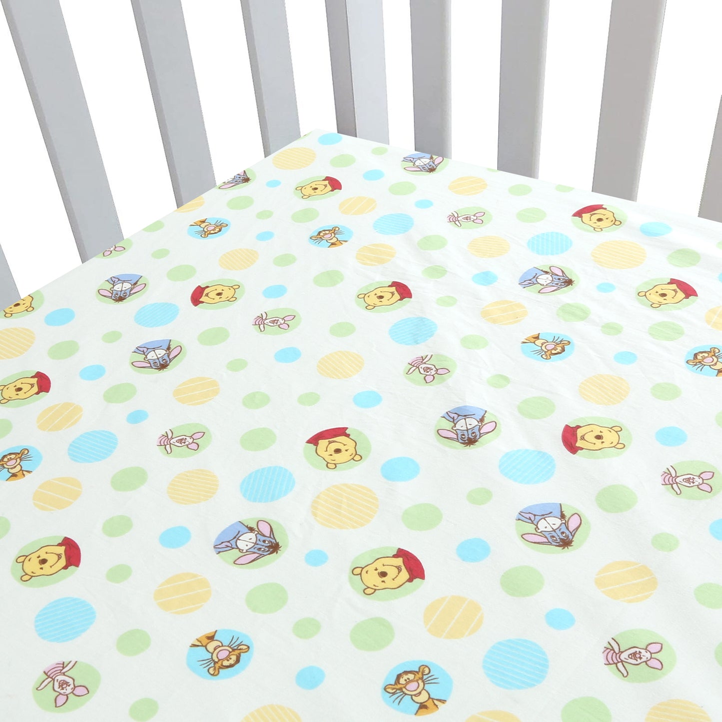 3 Piece Crib/Toddler Cotton Fitted Sheets ColorfulPooh Bear & Farm Animal Friends