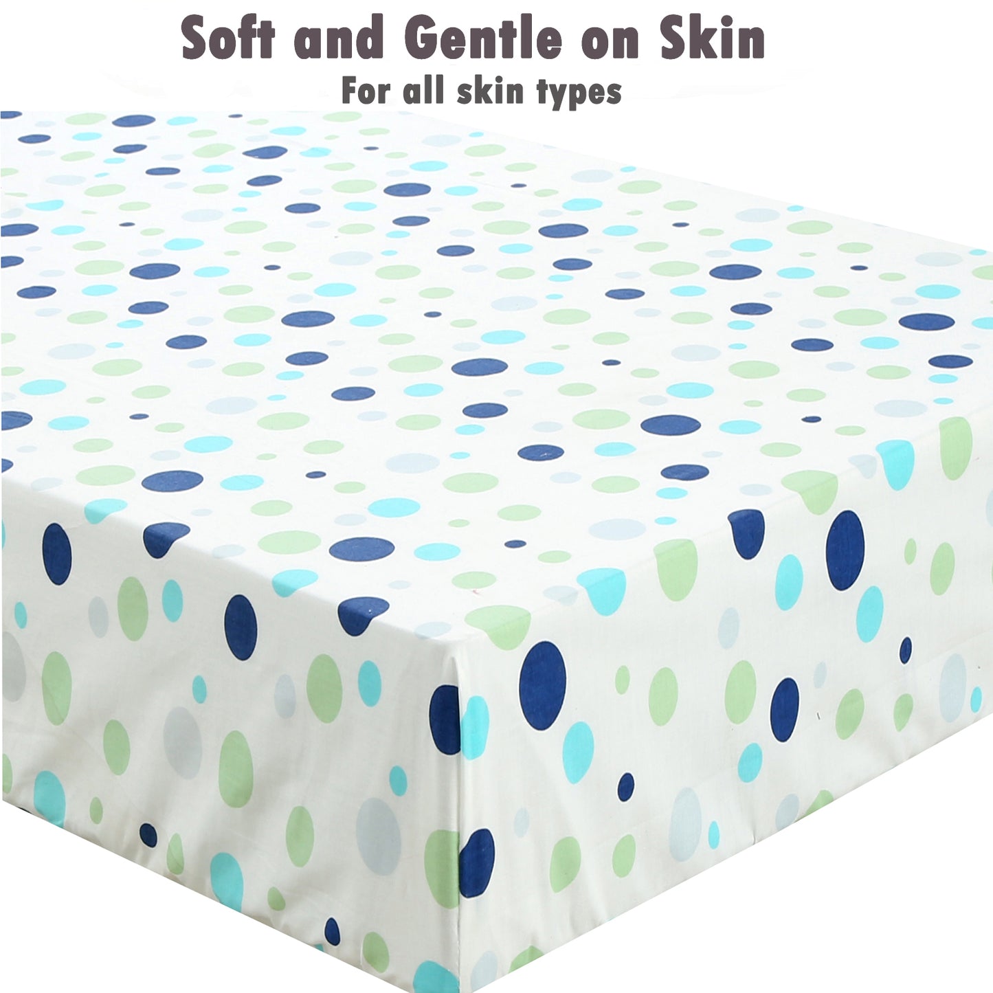 3 Piece Crib/Toddler Cotton Fitted Sheets Blue Green Polka Dot Mickey Robot