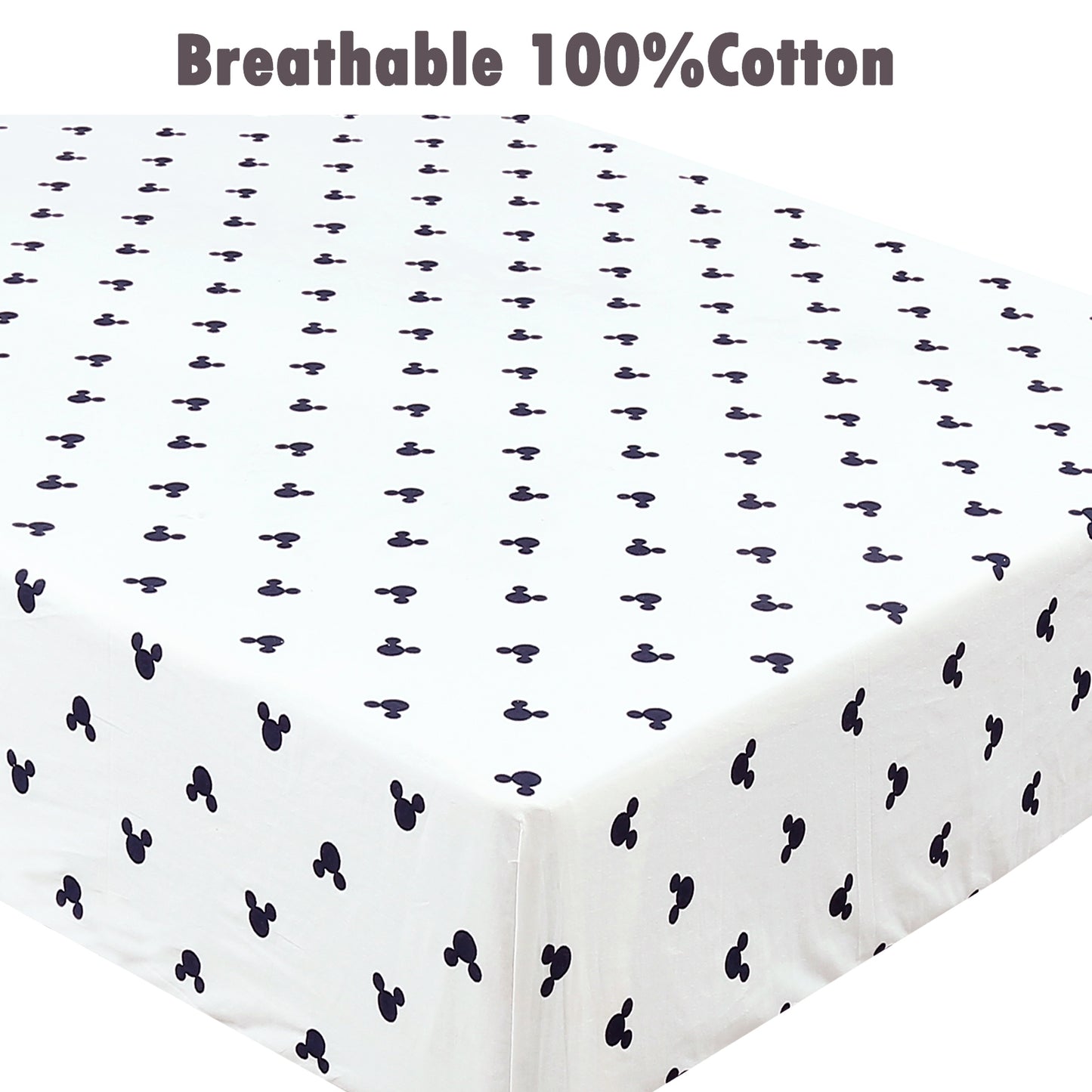 3 Piece Crib/Toddler Cotton Fitted Sheets Blue Green Polka Dot Mickey Robot