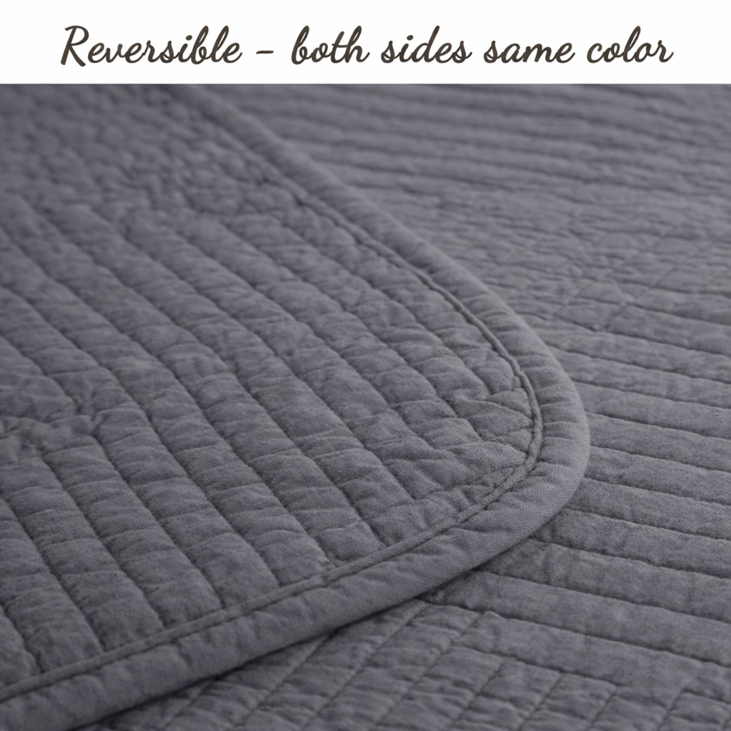 Maze Gray Solid 3 Piece Cotton Quilt Bedding Set