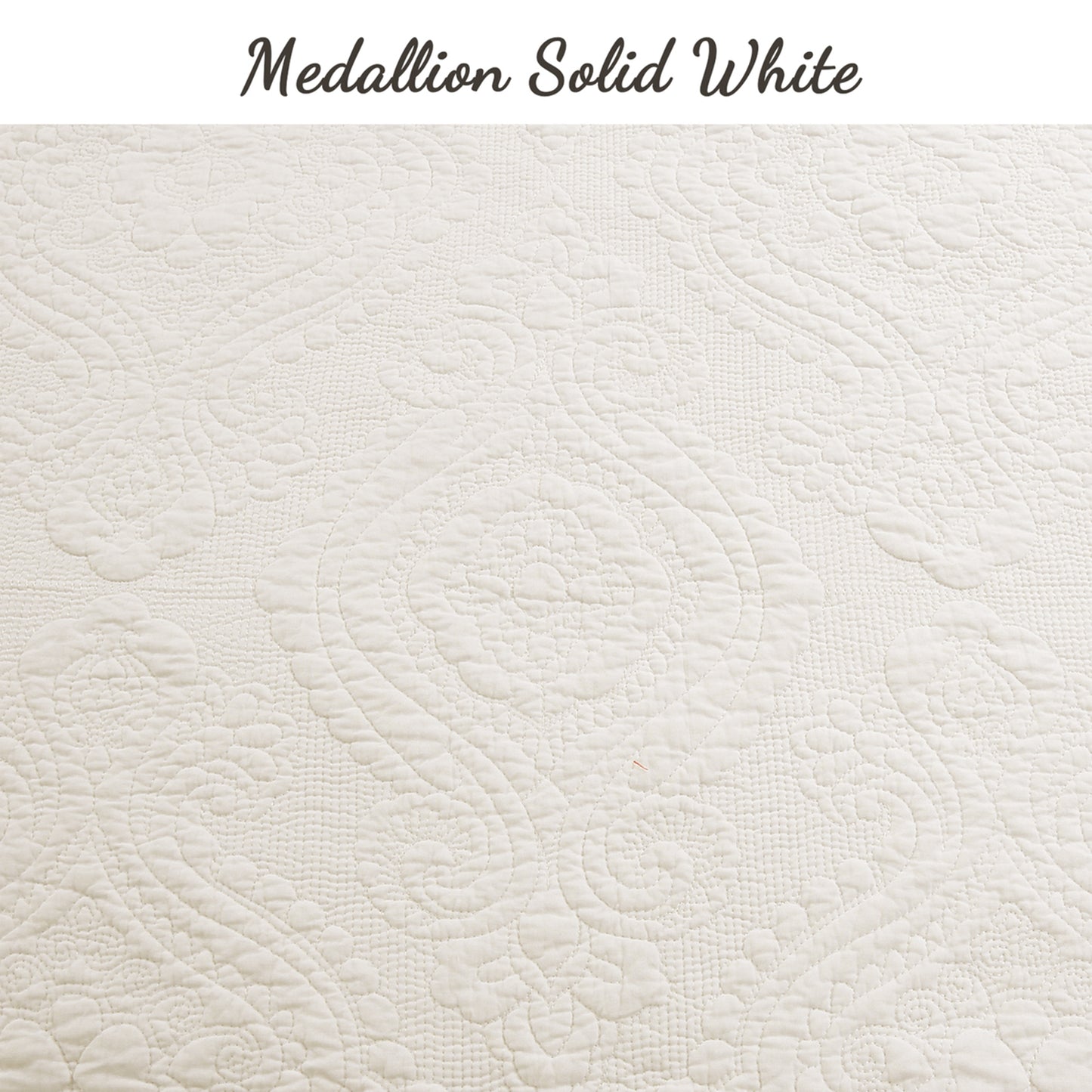 Solid Ivory Chic Brocade Matelassé Medallion Floral Cotton Reversible Quilt Bedding Set (Copy)