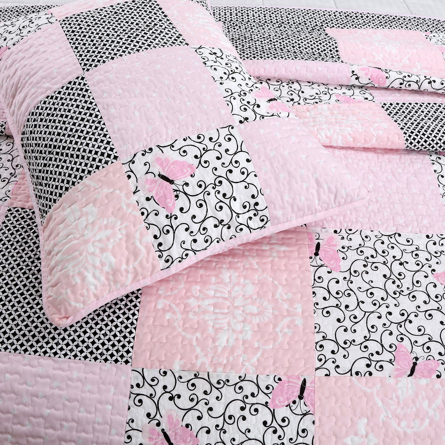 Lovett Real Patchwork Cotton Reversible Quilt Bedding Set