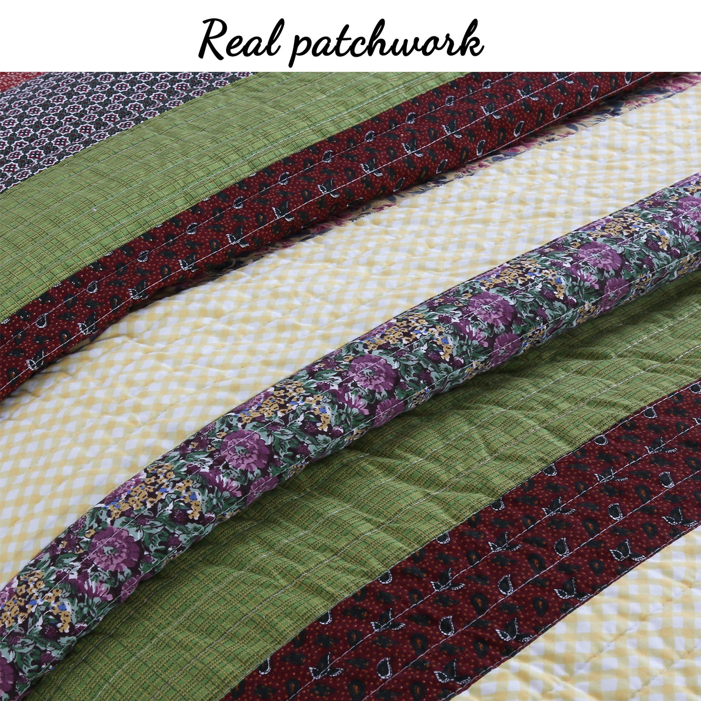 Sandpiper Cove Stripped Cotton 3-Piece Reversible Quilt Bedding Set