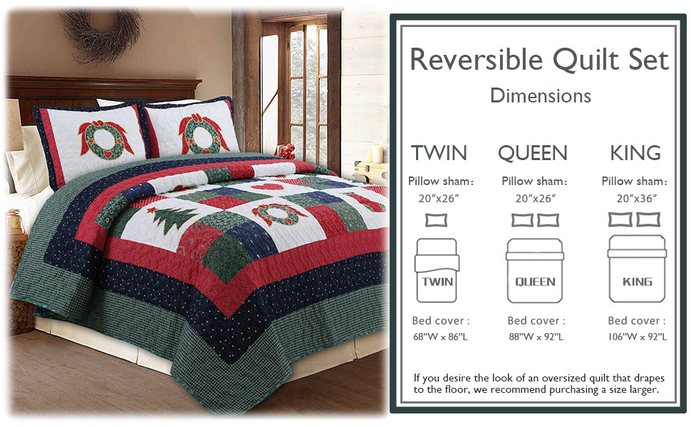 Merry Christmas Reversible Quilt Bedding Set