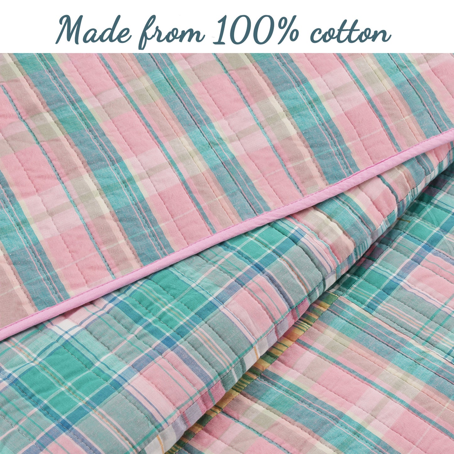 Raelyn Real Patchwork Plaid Cotton Reversible Quilt Bedding Set