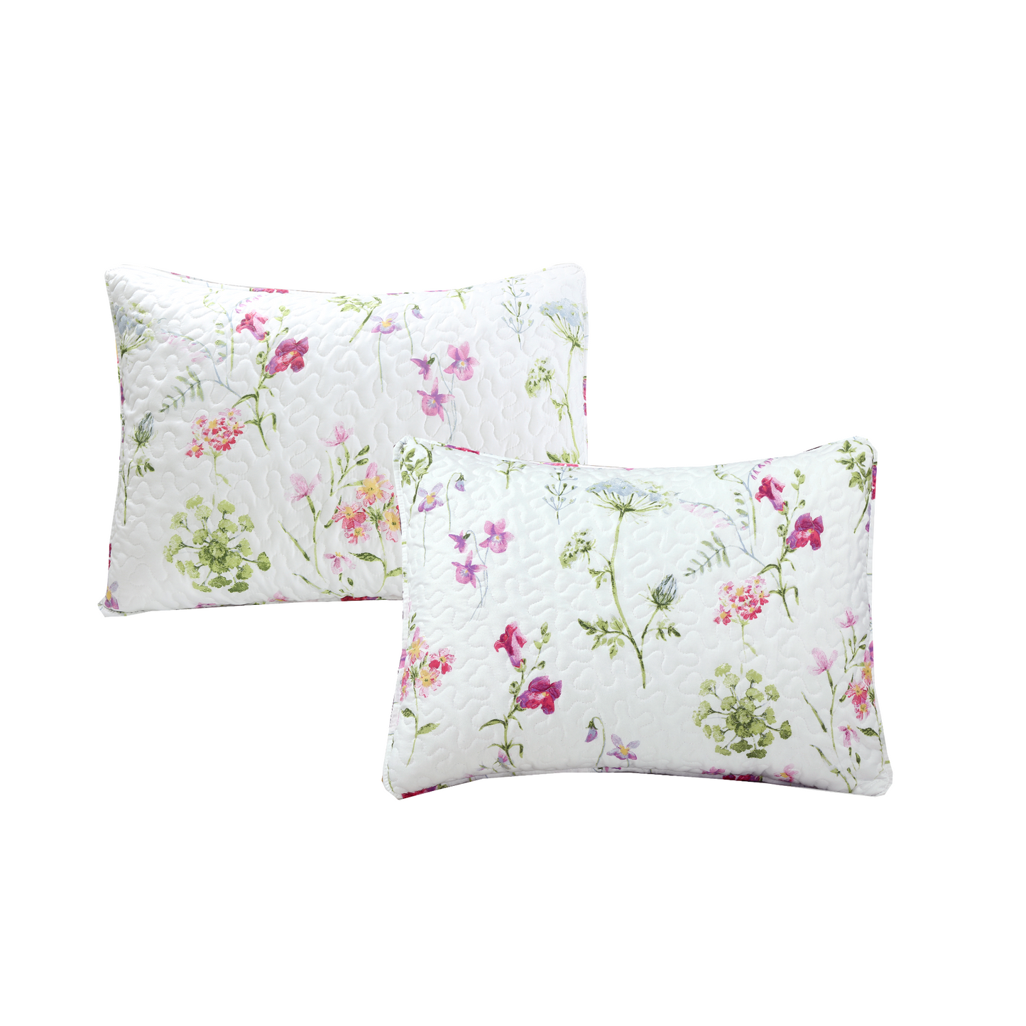 Carlotta Light Pink Blue Floral Print Reversible Quilt Bedding Set