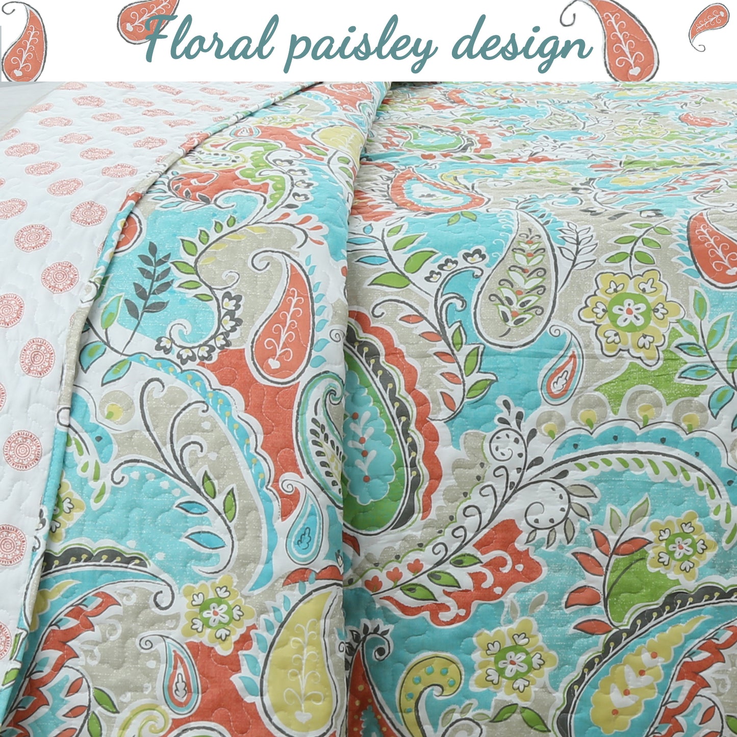 Mirage Paisley Reversible Quilt Bedding Set