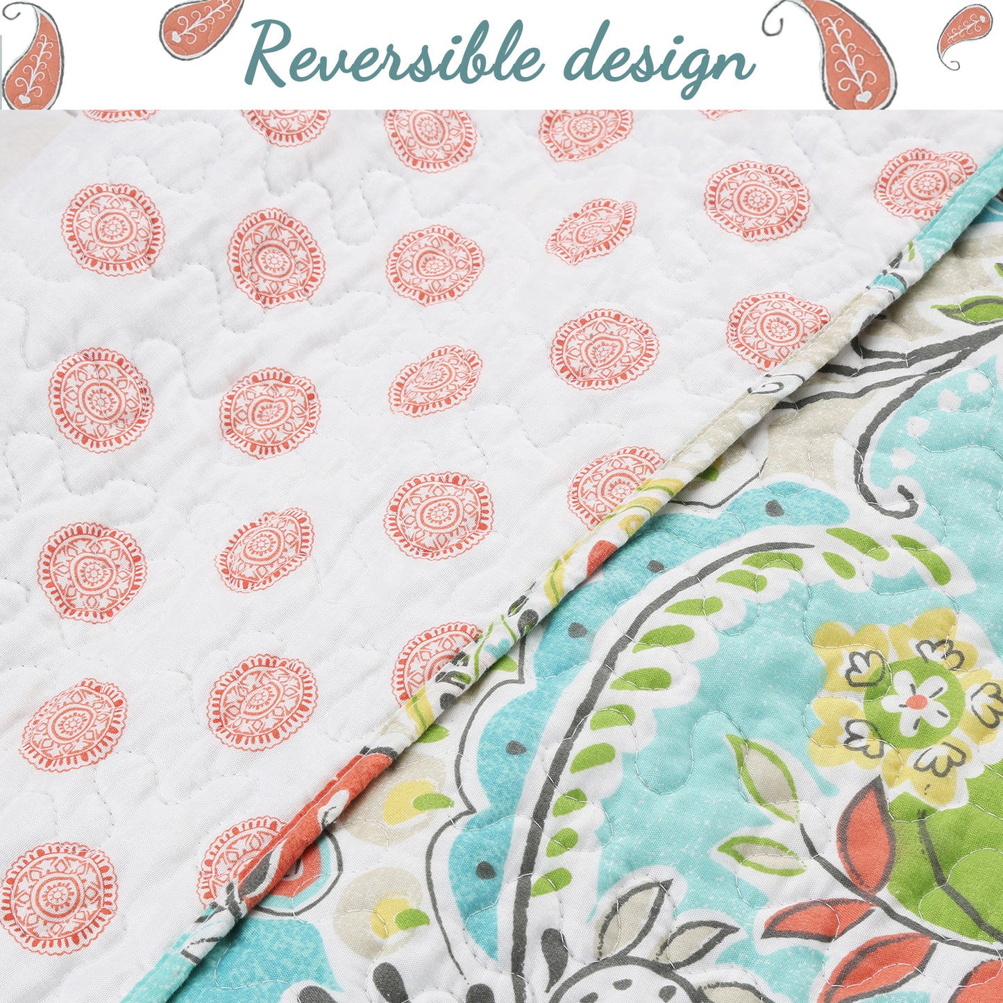 Mirage Paisley Reversible Quilt Bedding Set