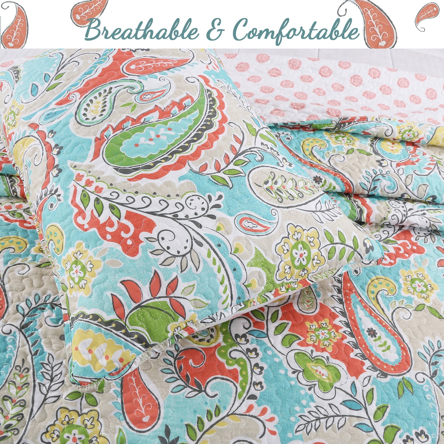 Mirage Paisley Reversible Quilt Bedding Set