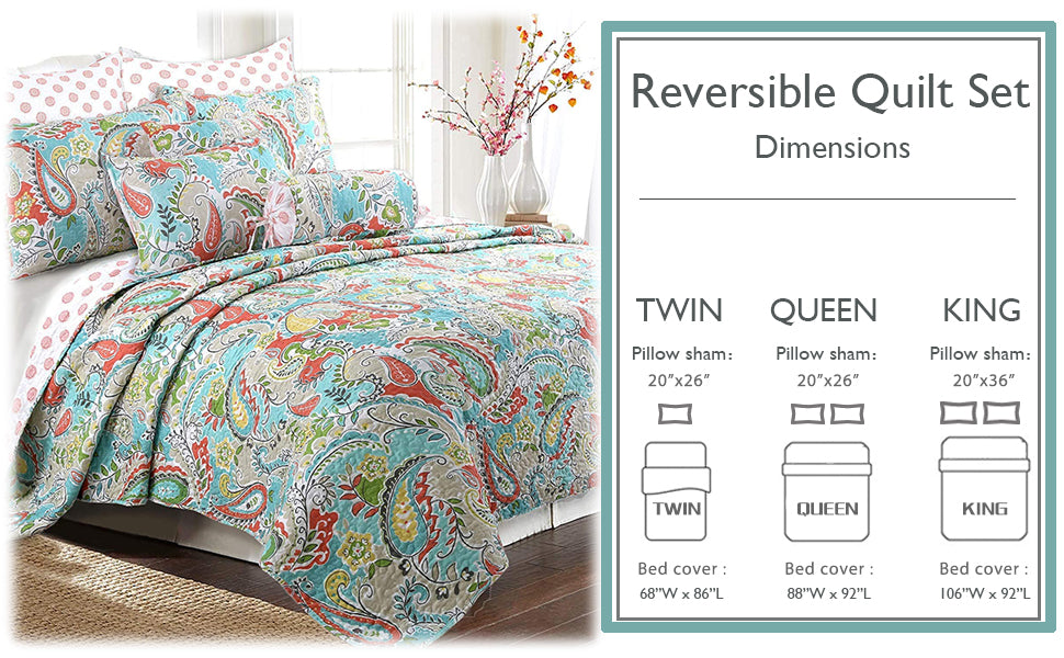 Mirage Paisley Reversible Quilt Bedding Set