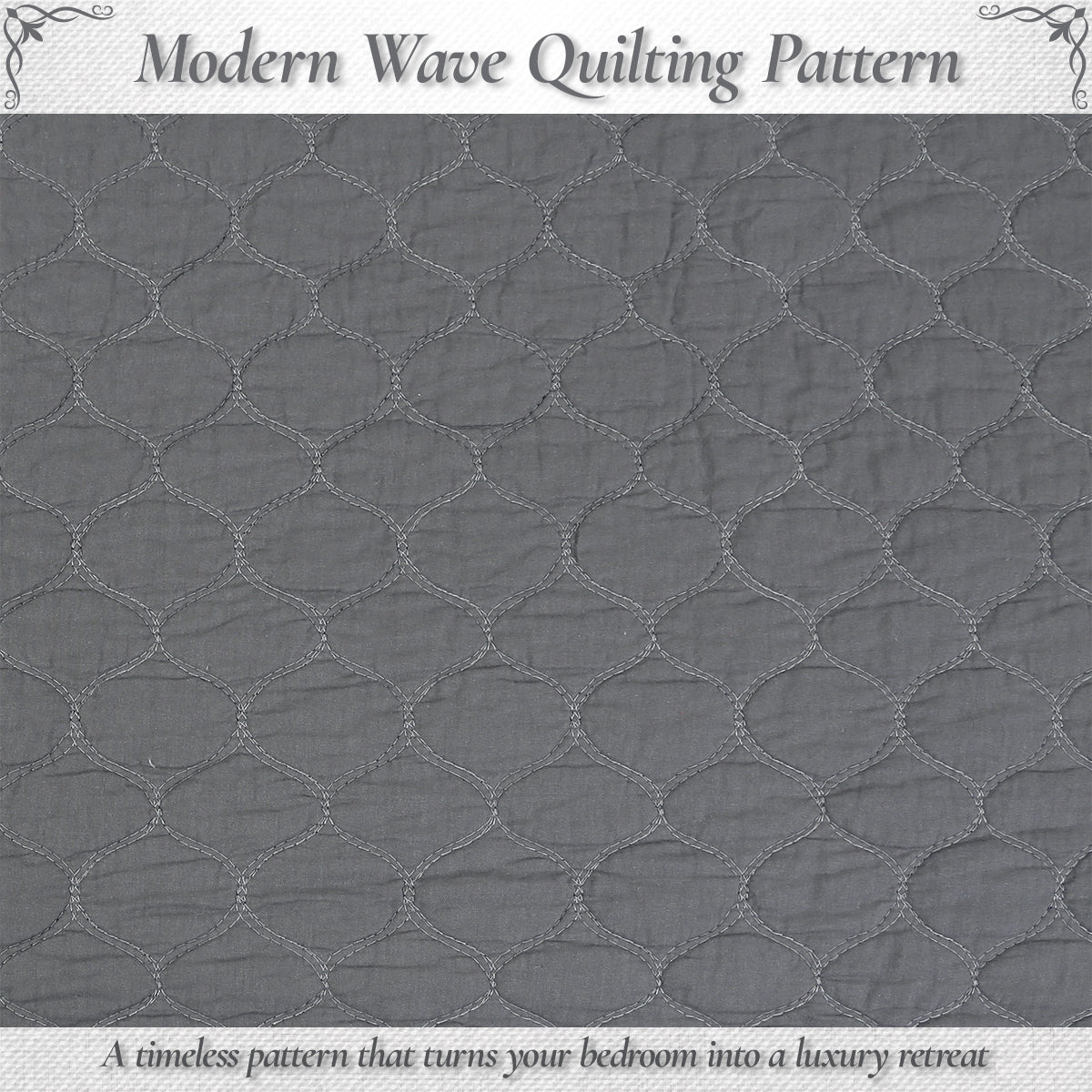 Ogee Classic Solid Chic Gray 3 Piece Cotton Quilt Bedding Set