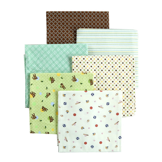 Receiving Blankets Unisex Baby Sports Monkey Polka Dot Stripe Cotton Flannel Receiving Blankets, 6-Pack, 30'' x 38'' (Green016)